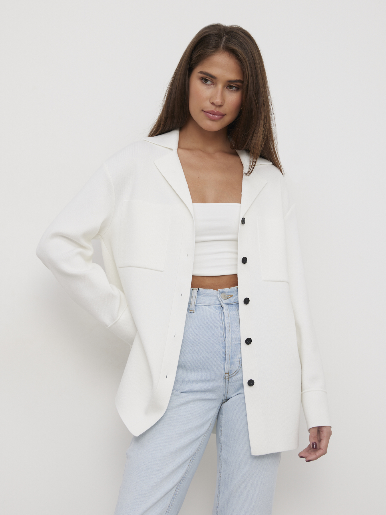 Тира кардиган трикотажный (белый, 44-46)