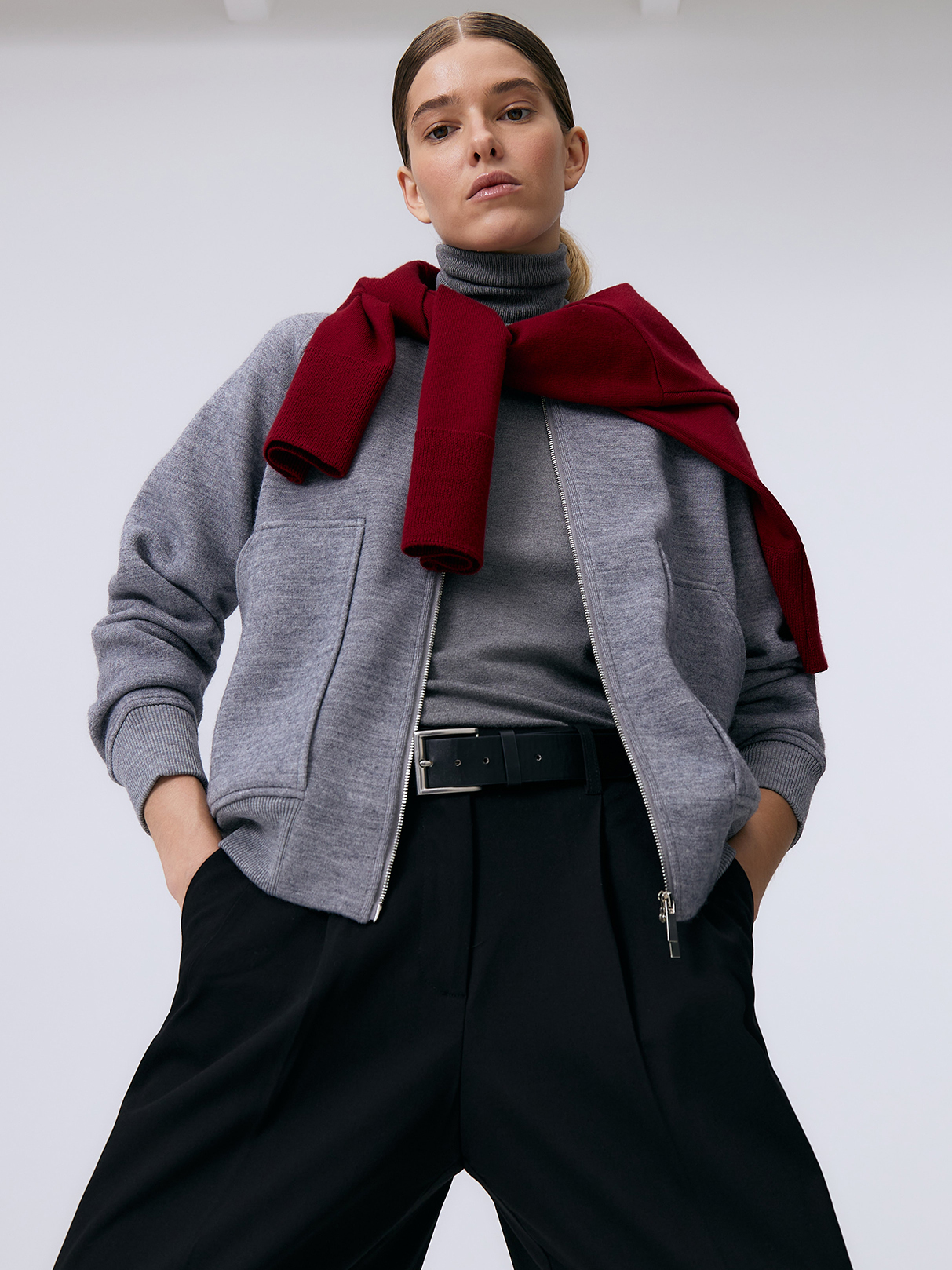 Арте кардиган (бомбер) трикотажный (серый меланж, 44-46)