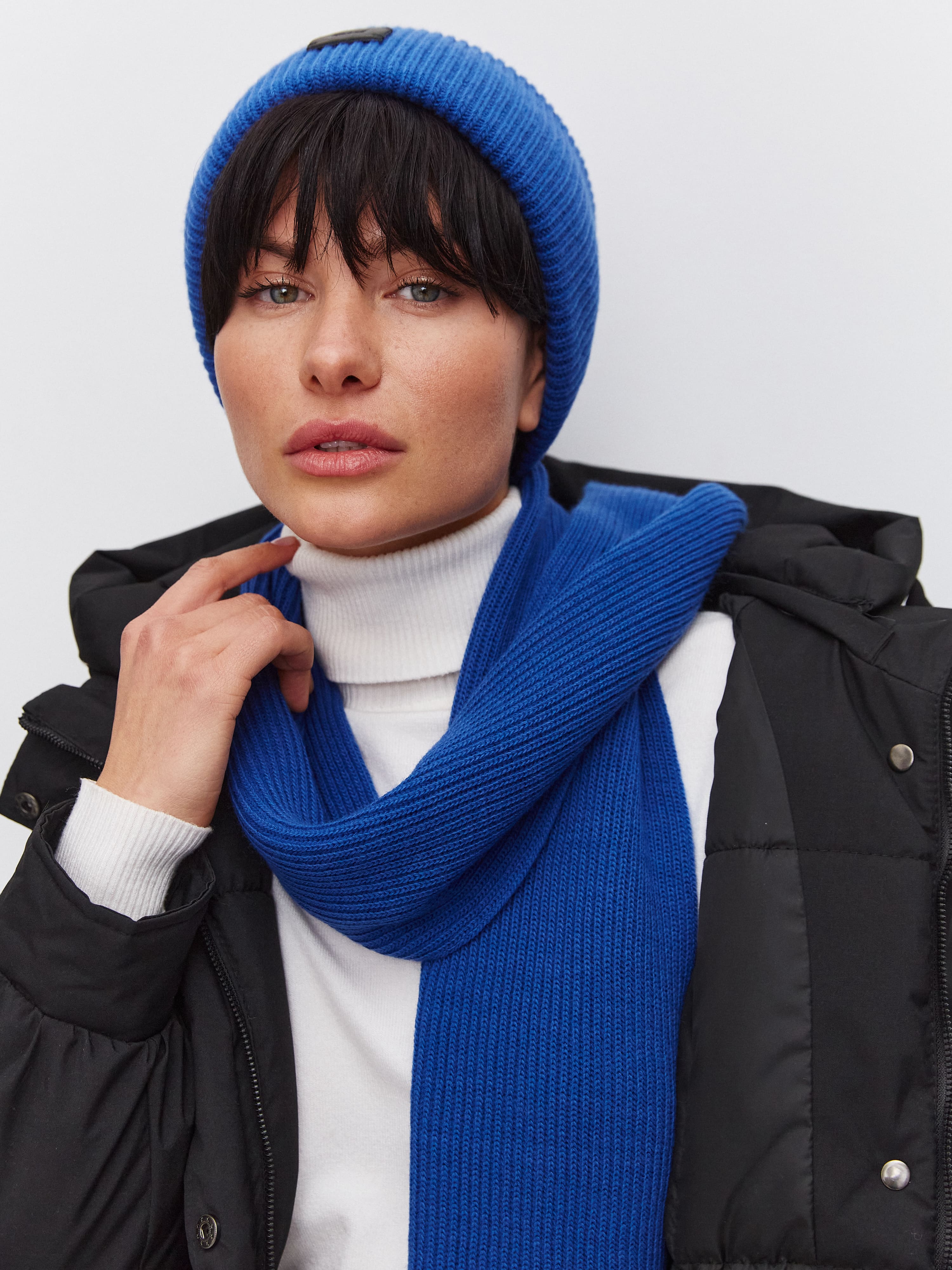 Спейс комплект (шапка+шарф) трикотажный (ярко-синий, 56-58)