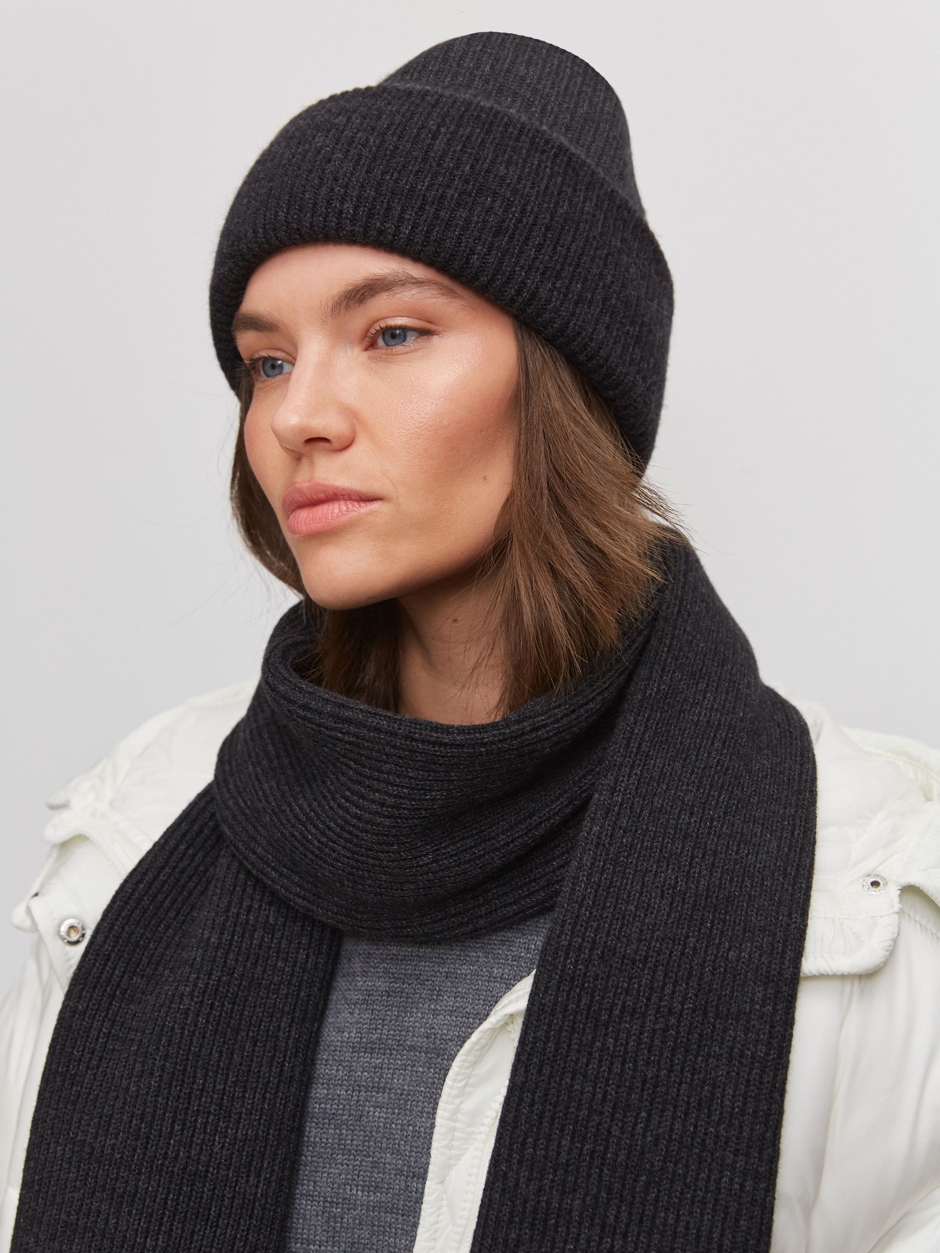 Ботаника комплект (шапка+шарф) трикотажный (темный маренго, 56-58)