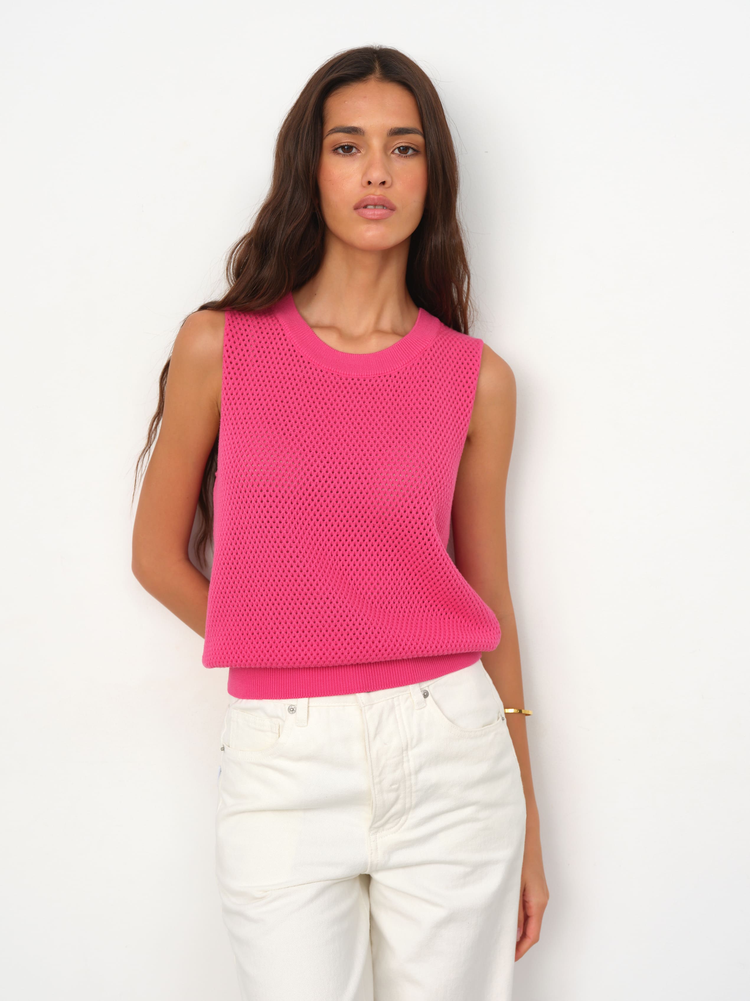 Терри джемпер без рукавов трикотажный (фуксия, 44-46)