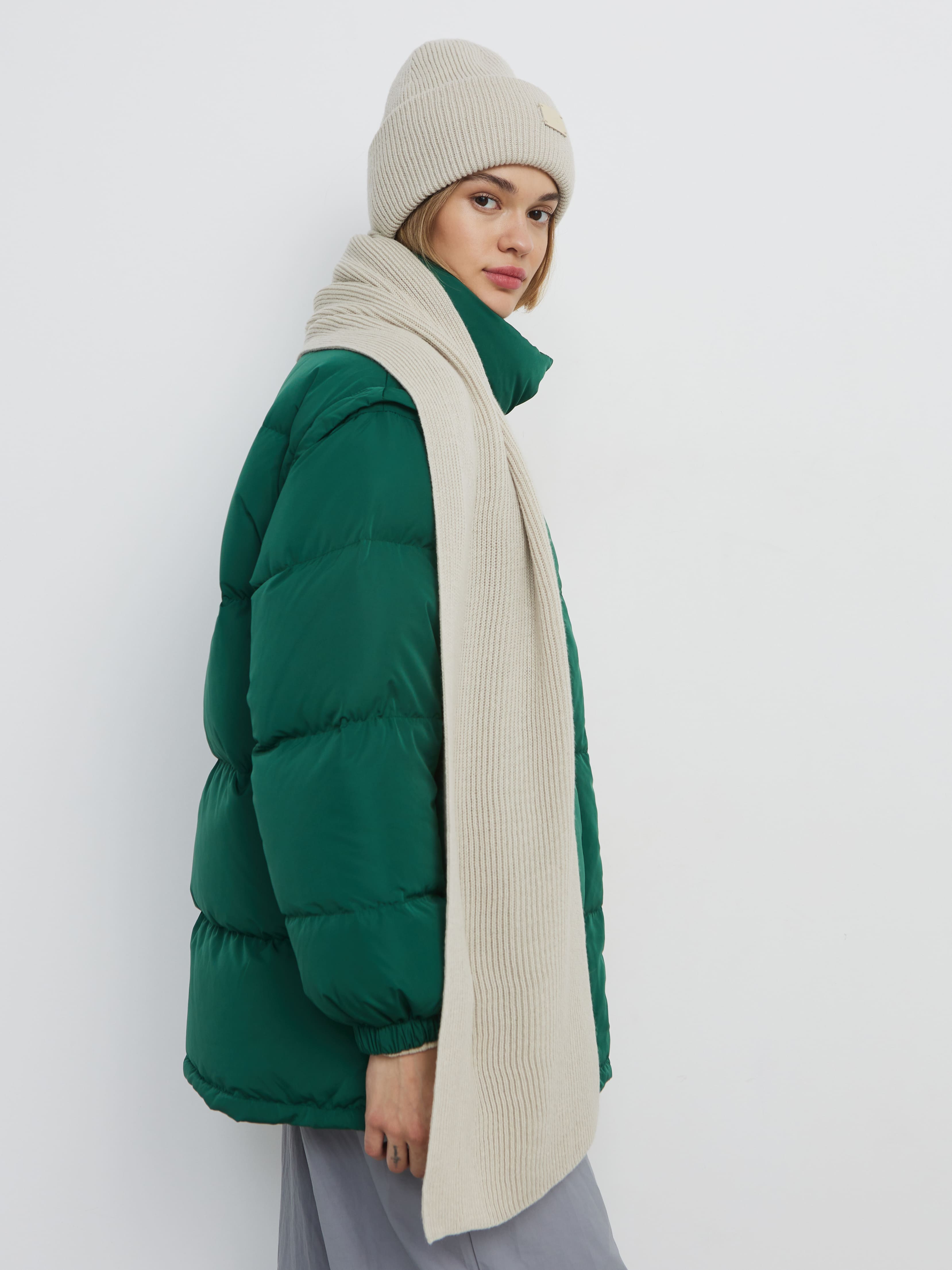 Спейс комплект (шапка+шарф) трикотажный (светло-песочный, 56-58)