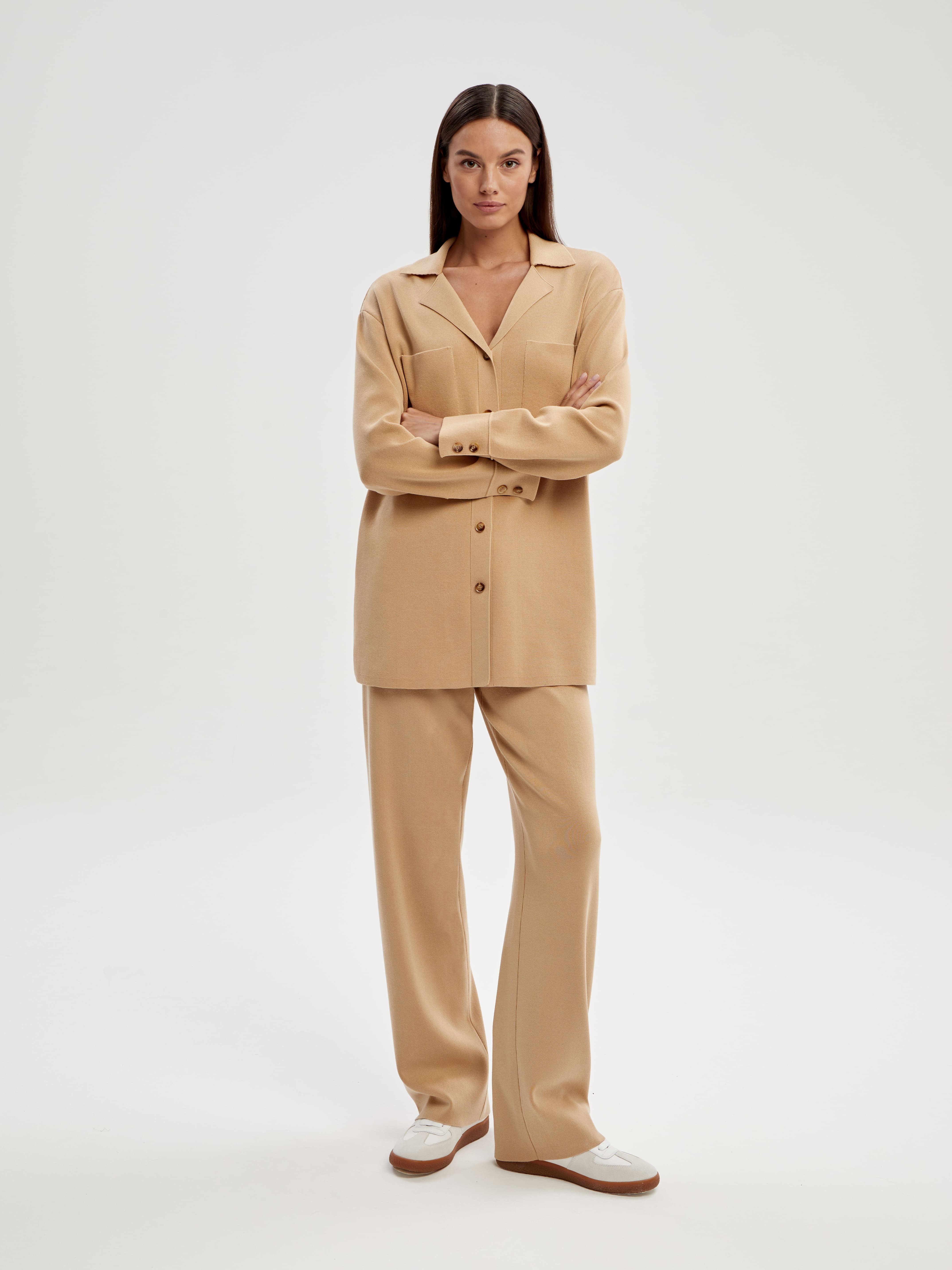 Портофино костюм (рубашка+брюки) трикотажный (светло-бежевый, 40-42/164-170)