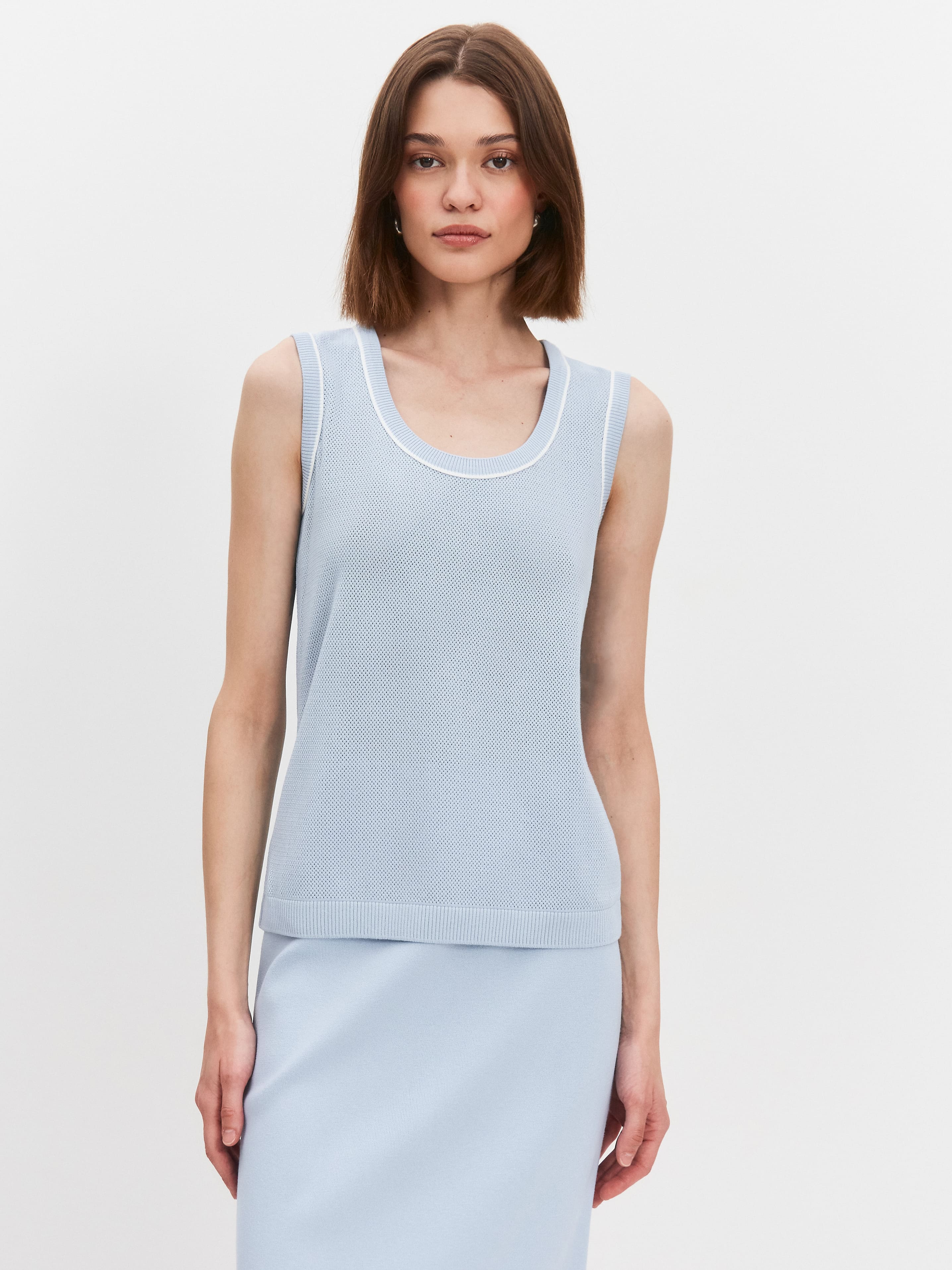 Оливия джемпер без рукавов трикотажный (голубой, 44-46)