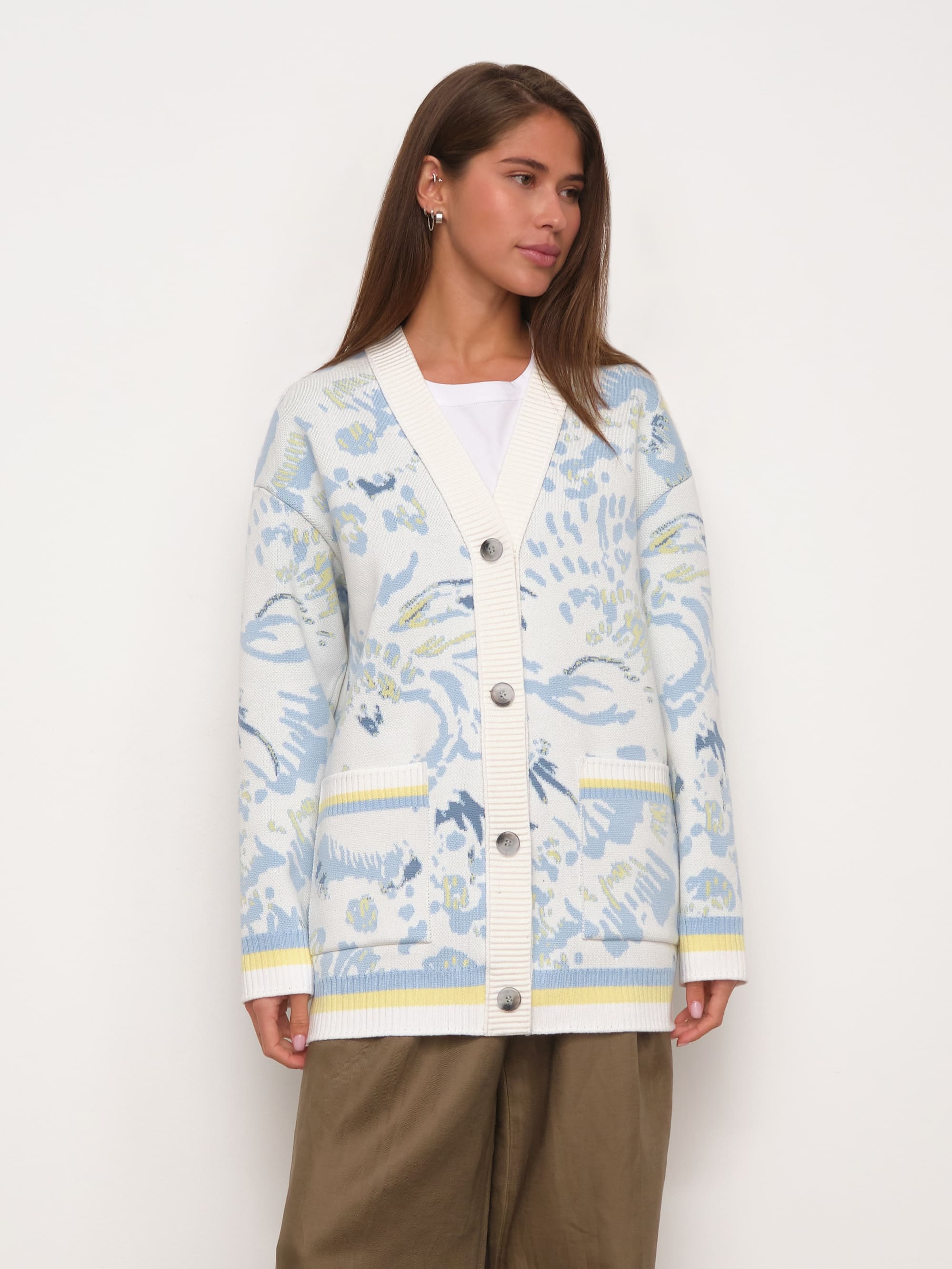 Гарда кардиган трикотажный (белый/голубой, 44-46)