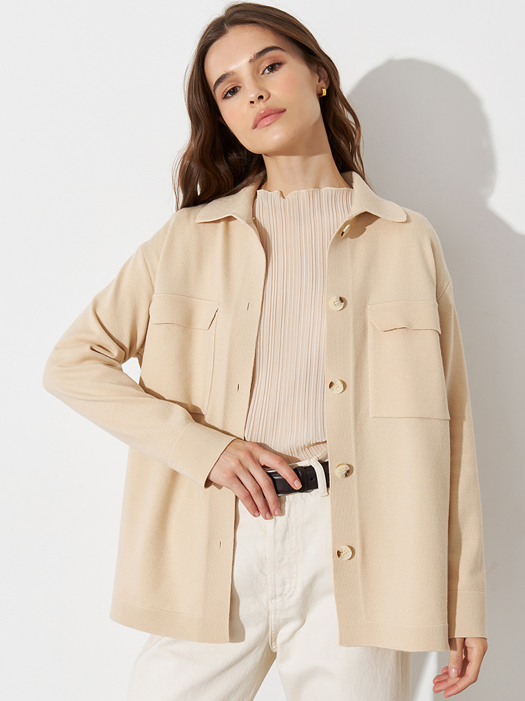 Джем кардиган (рубашка) трикотажный (кремовый, 44-46)