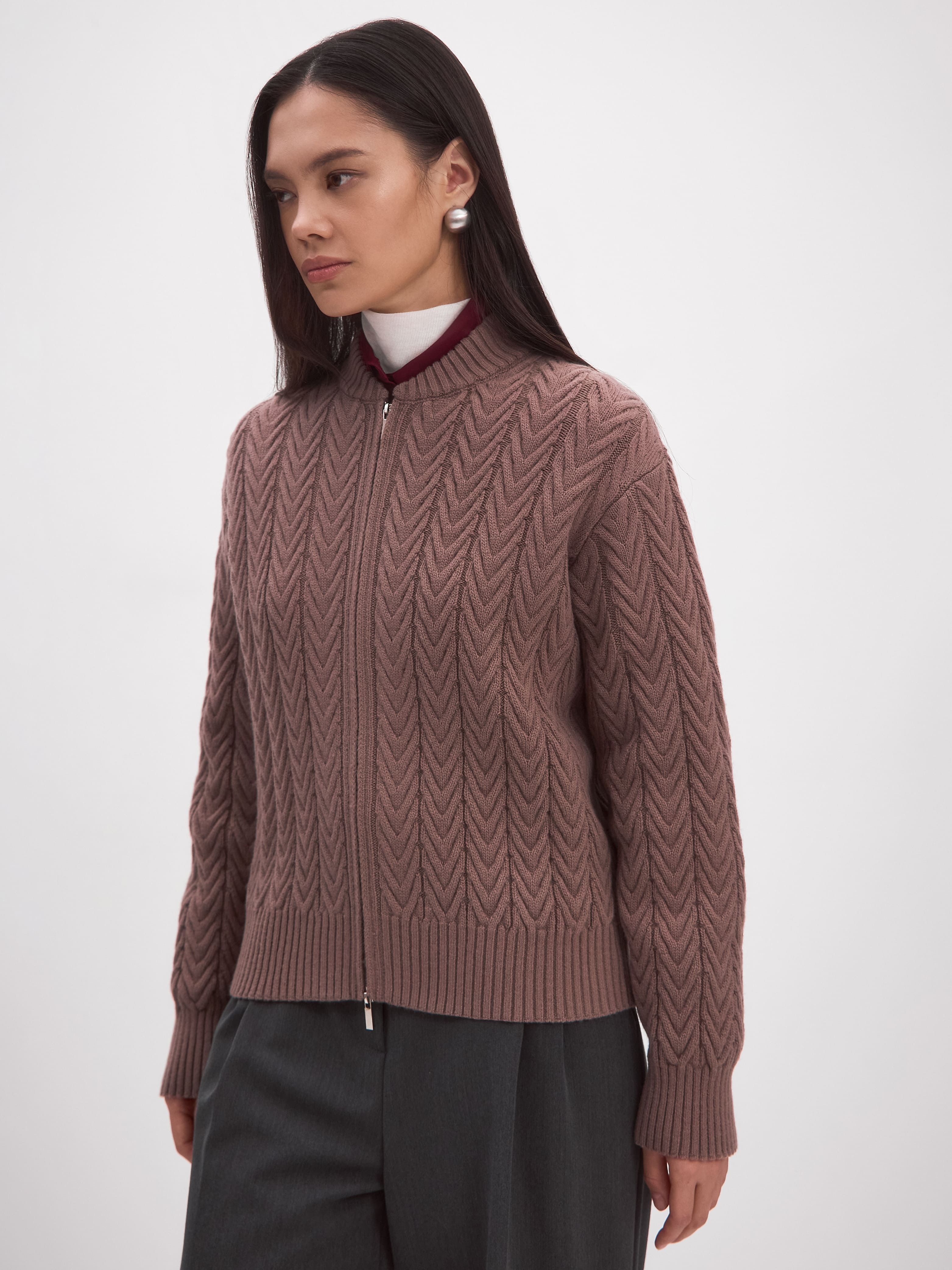 Веллес джемпер (бомбер) трикотажный (коричневый, 44-46)