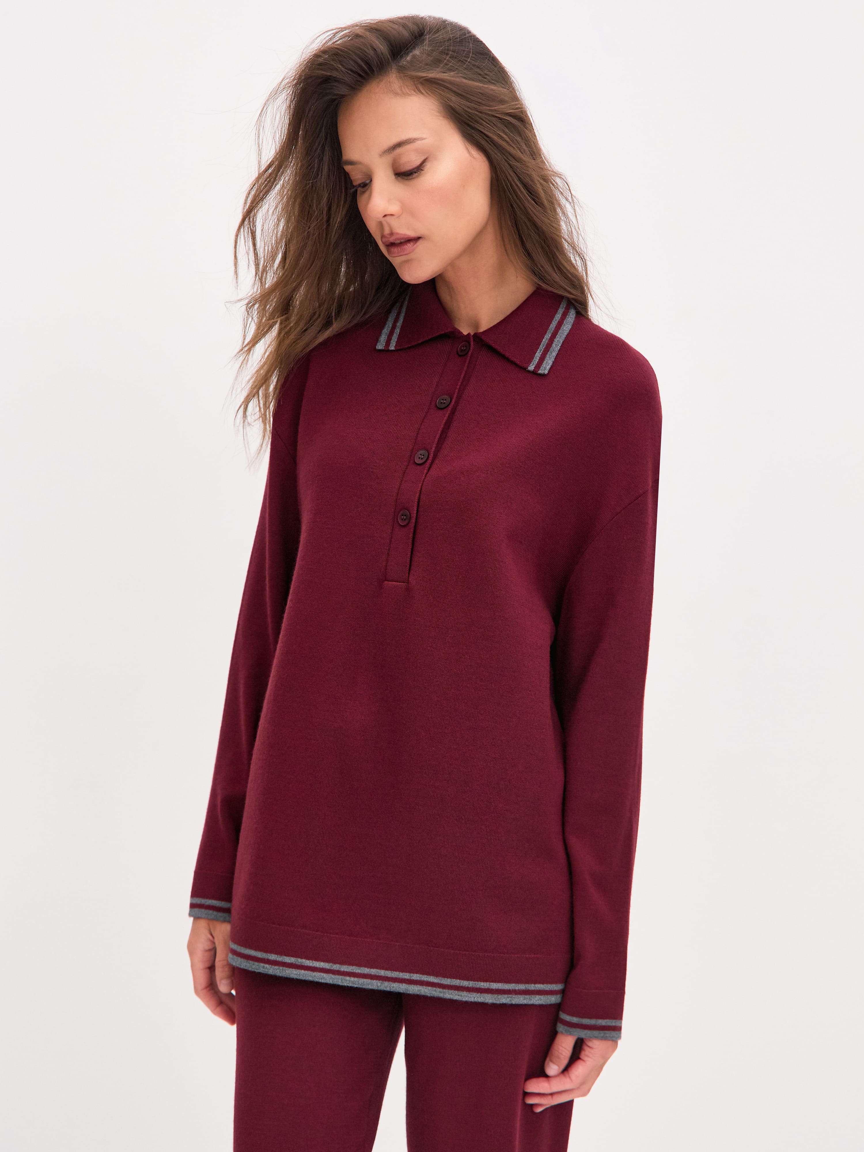 Скандинавия джемпер(поло) трикотажный (бордо, 44-46)