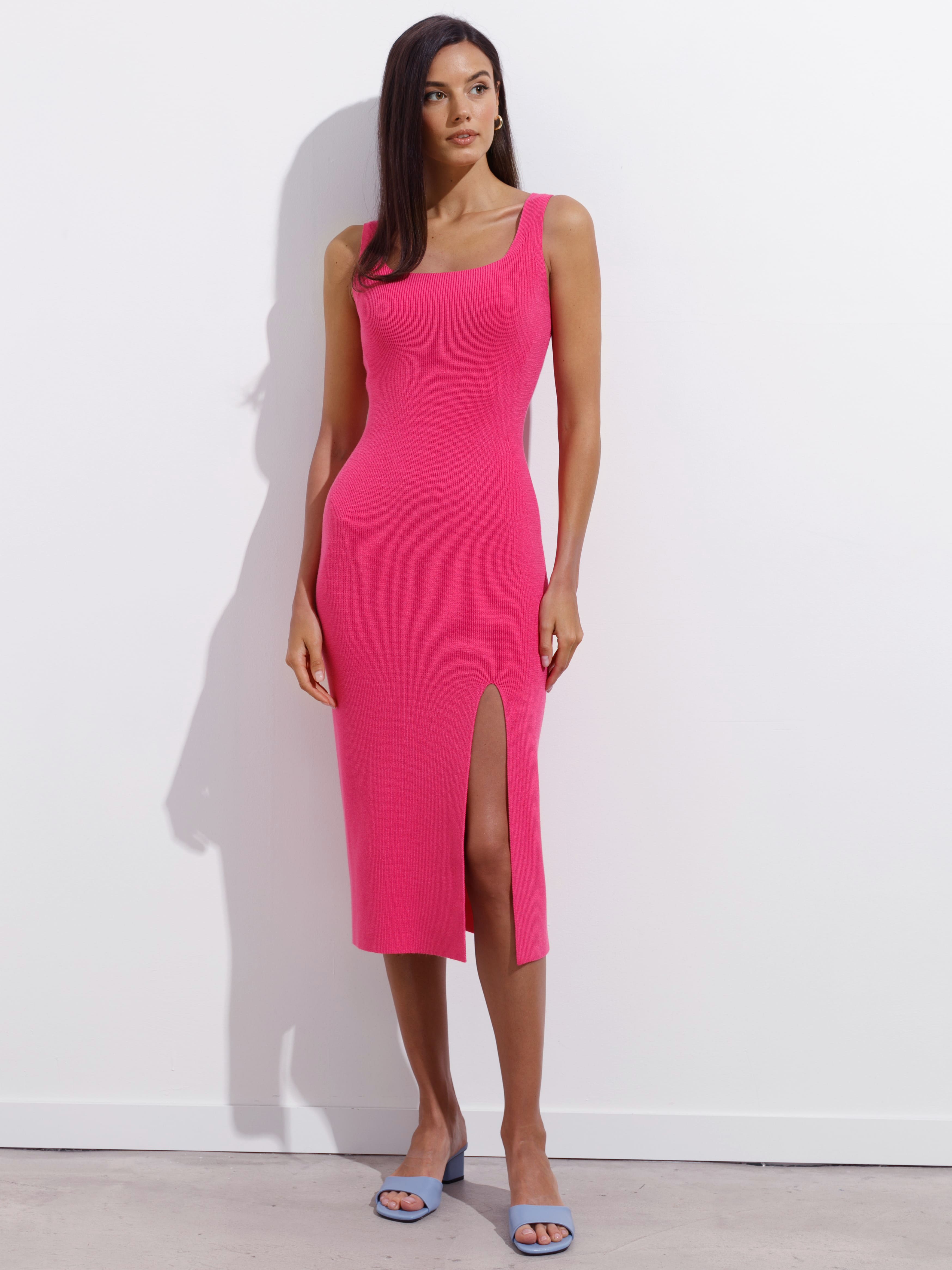 Каре платье трикотажное (фуксия, M (46))