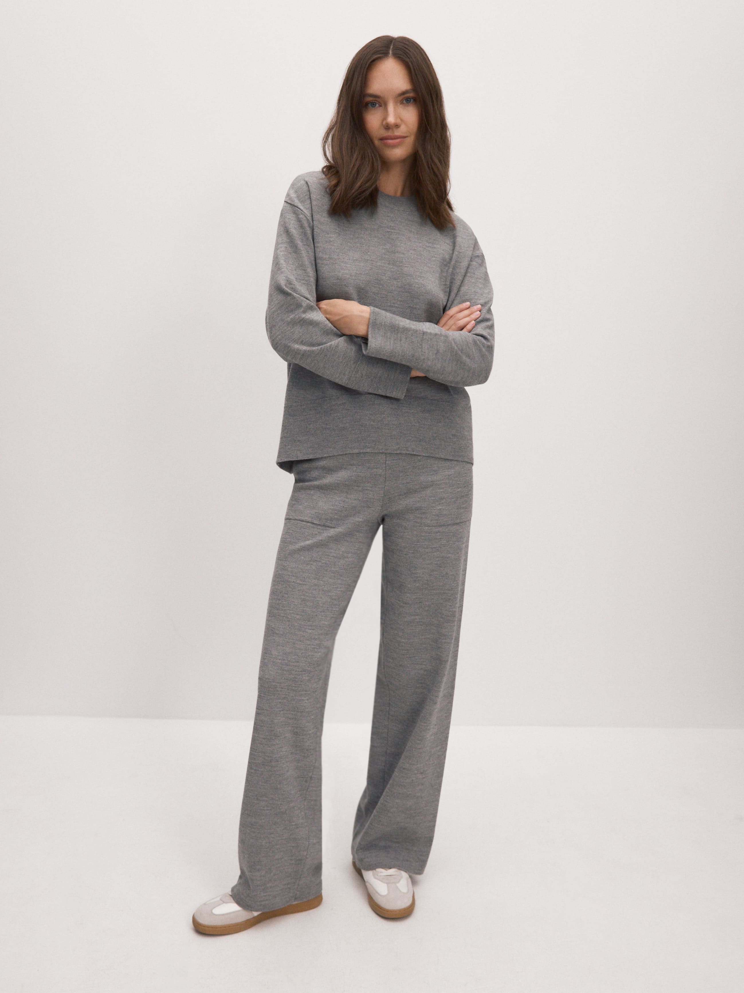 Фуджи брюки трикотажные (серый меланж, 44-46/164-170)