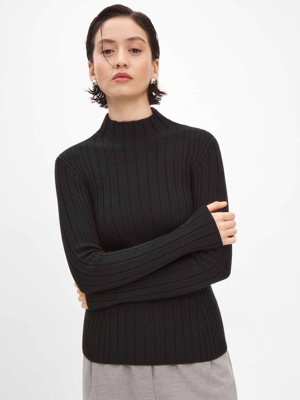 Латте водолазка трикотажная (черный, 44-46)