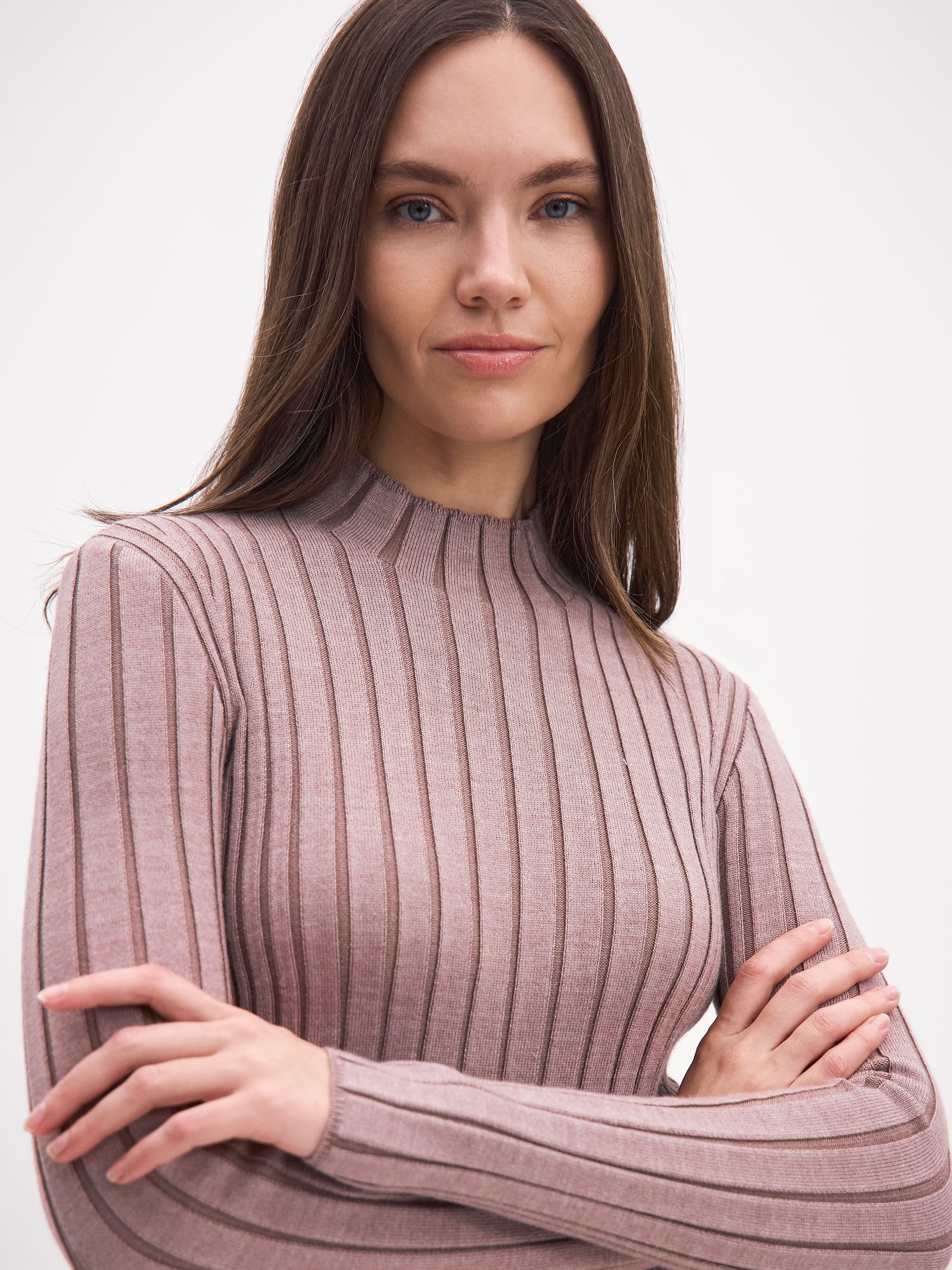 Латте водолазка трикотажная (розовато-серый, 44-46)