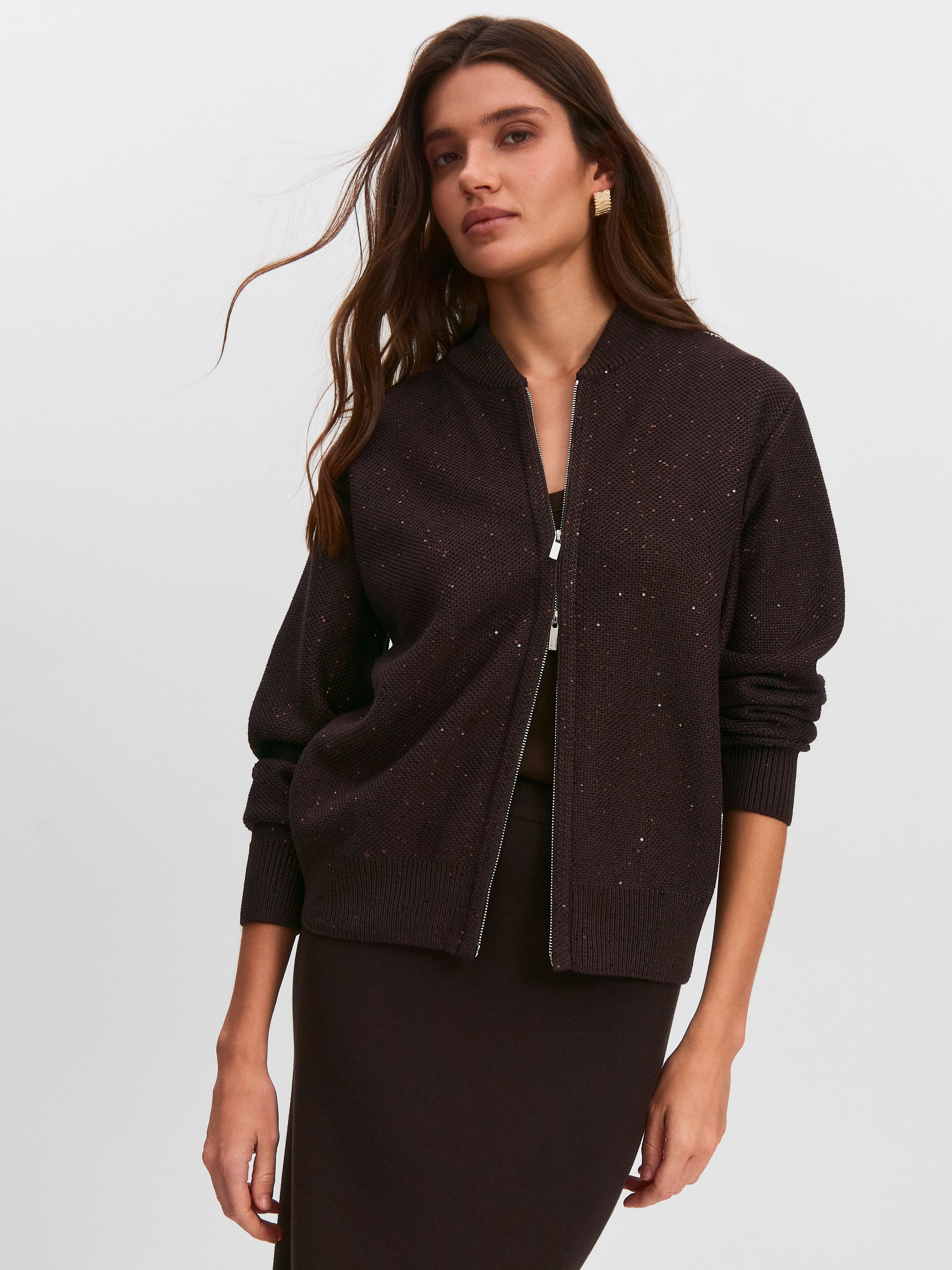 Рио кардиган (бомбер) трикотажный (т.коричневый, 44-46)
