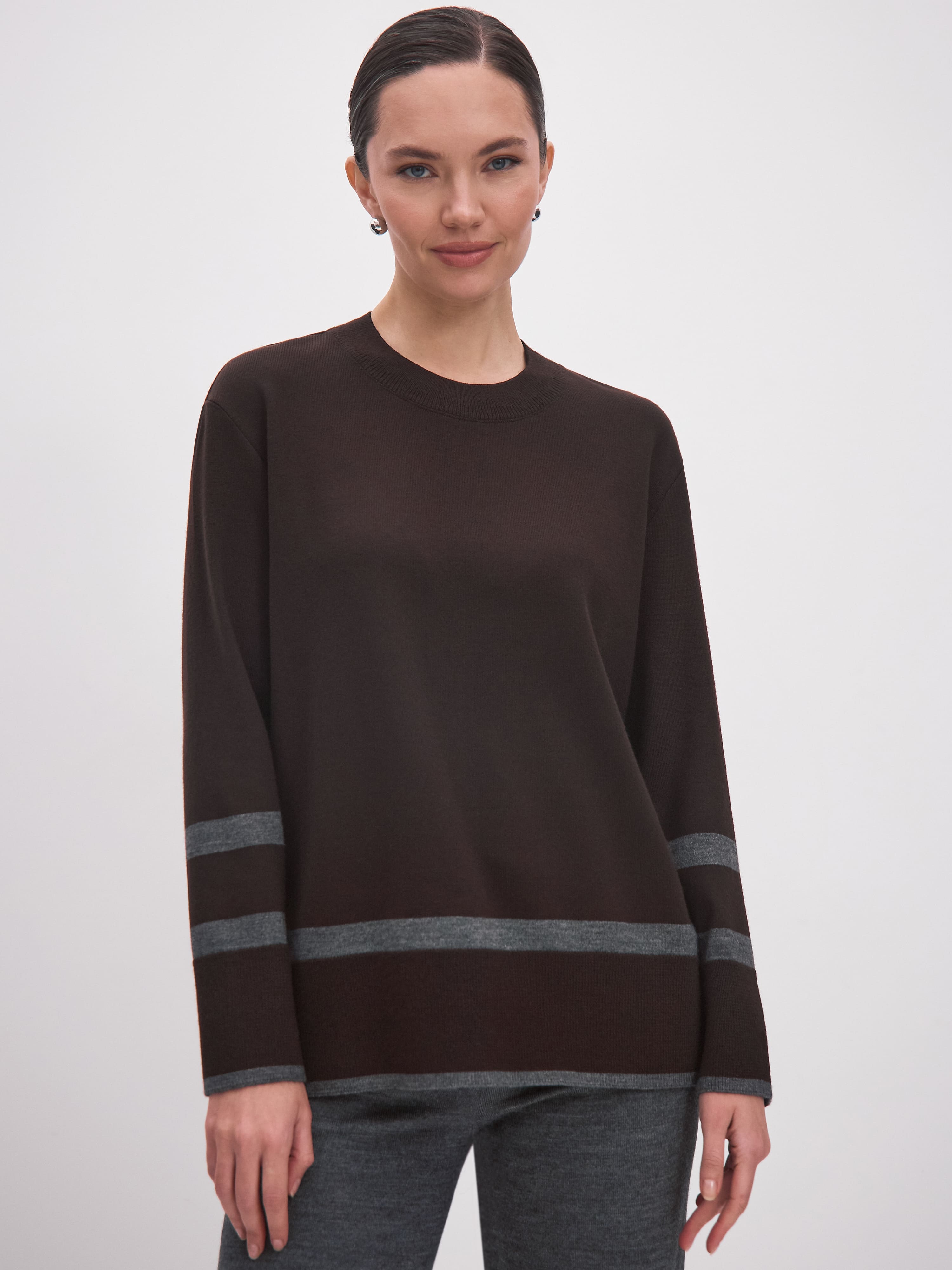 Стрит джемпер трикотажный (т. коричневый, 44-46)