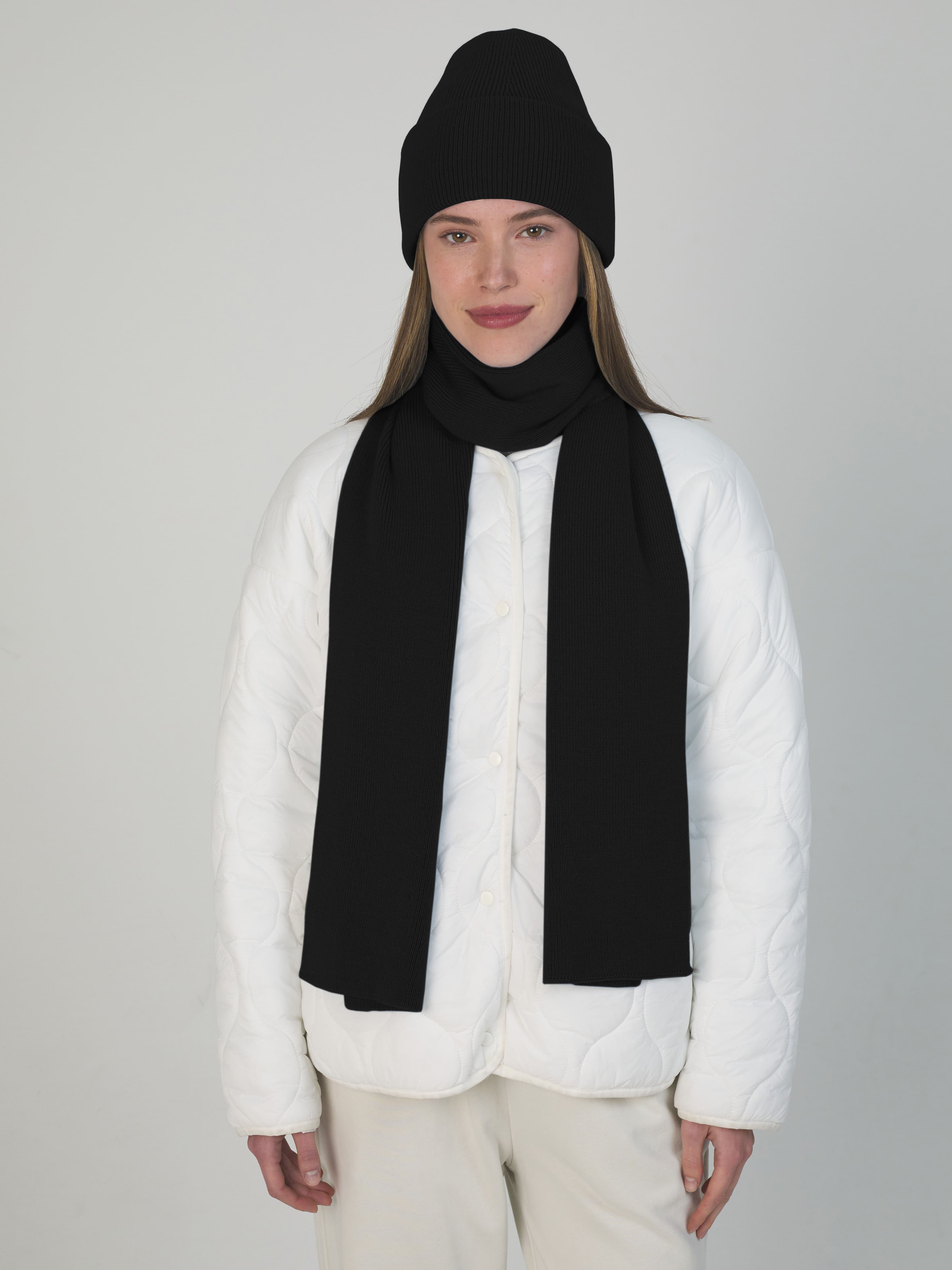 Квартет комплект (шапка+шарф) трикотажный (черный, 56-58)