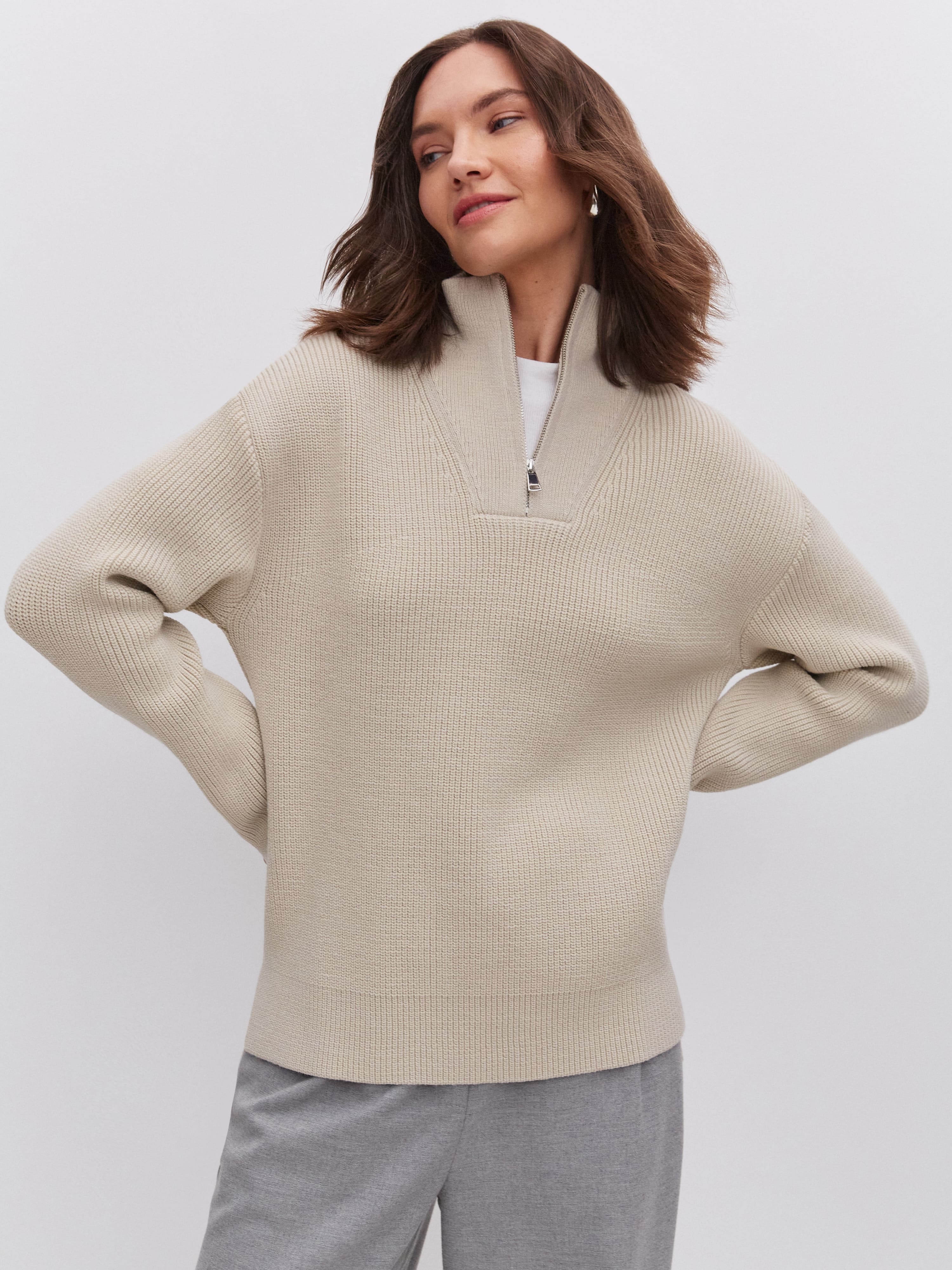 Ридми джемпер трикотажный (серо-бежевый, 44-46)