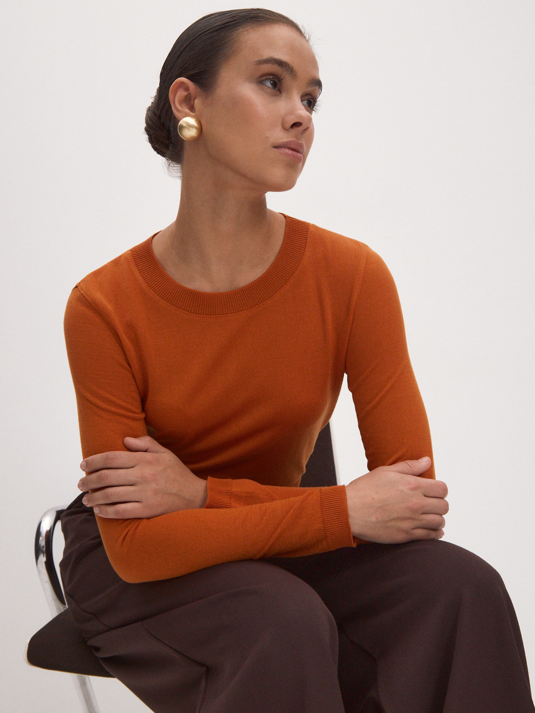 Петра джемпер (лонгслив) трикотажный (терракотовый, 44-46)