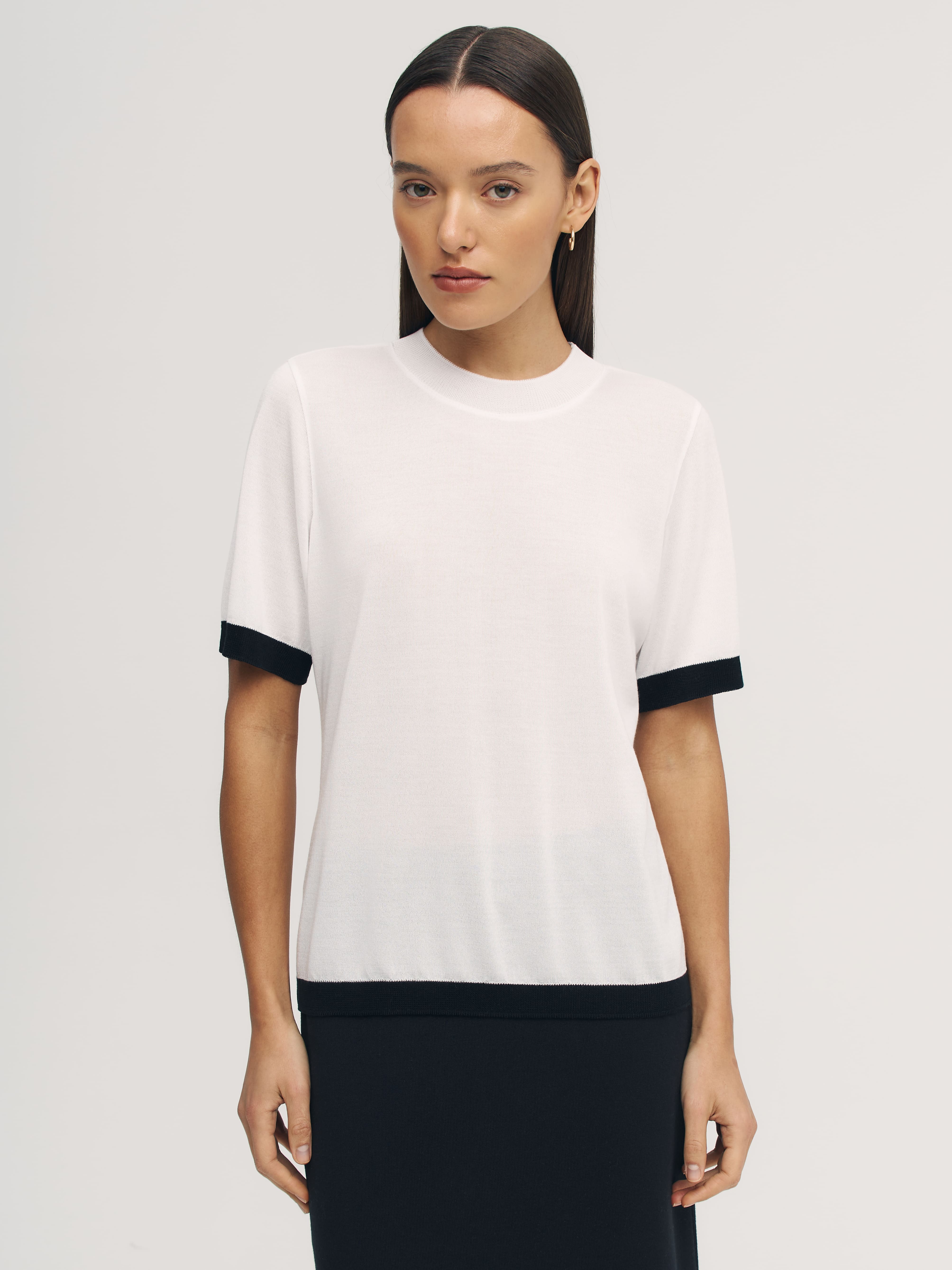 Адель джемпер (футболка) трикотажный (белый/черный, 44-46)