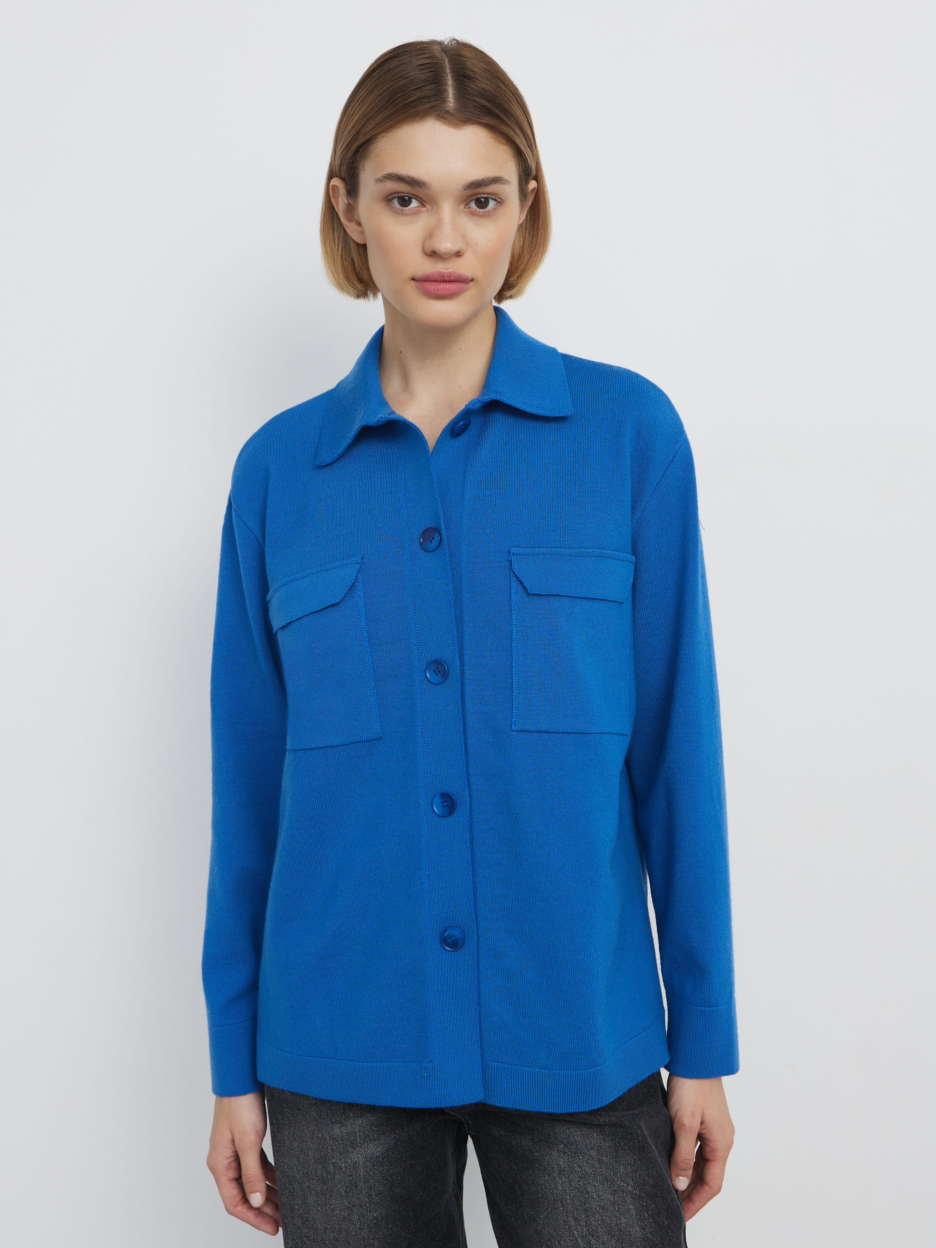 Джем кардиган (рубашка) трикотажный (ультрамарин, 44-46)