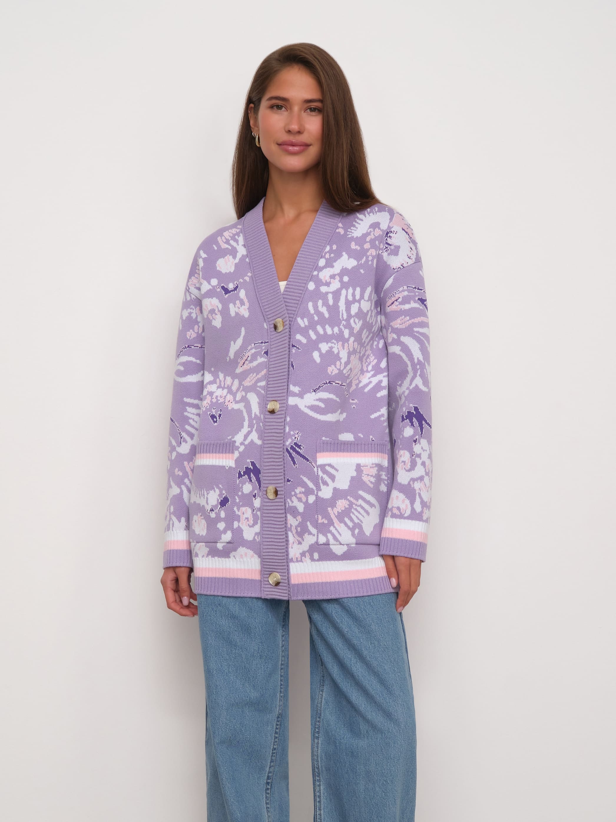 Гарда кардиган трикотажный (лаванда/белый, 44-46)