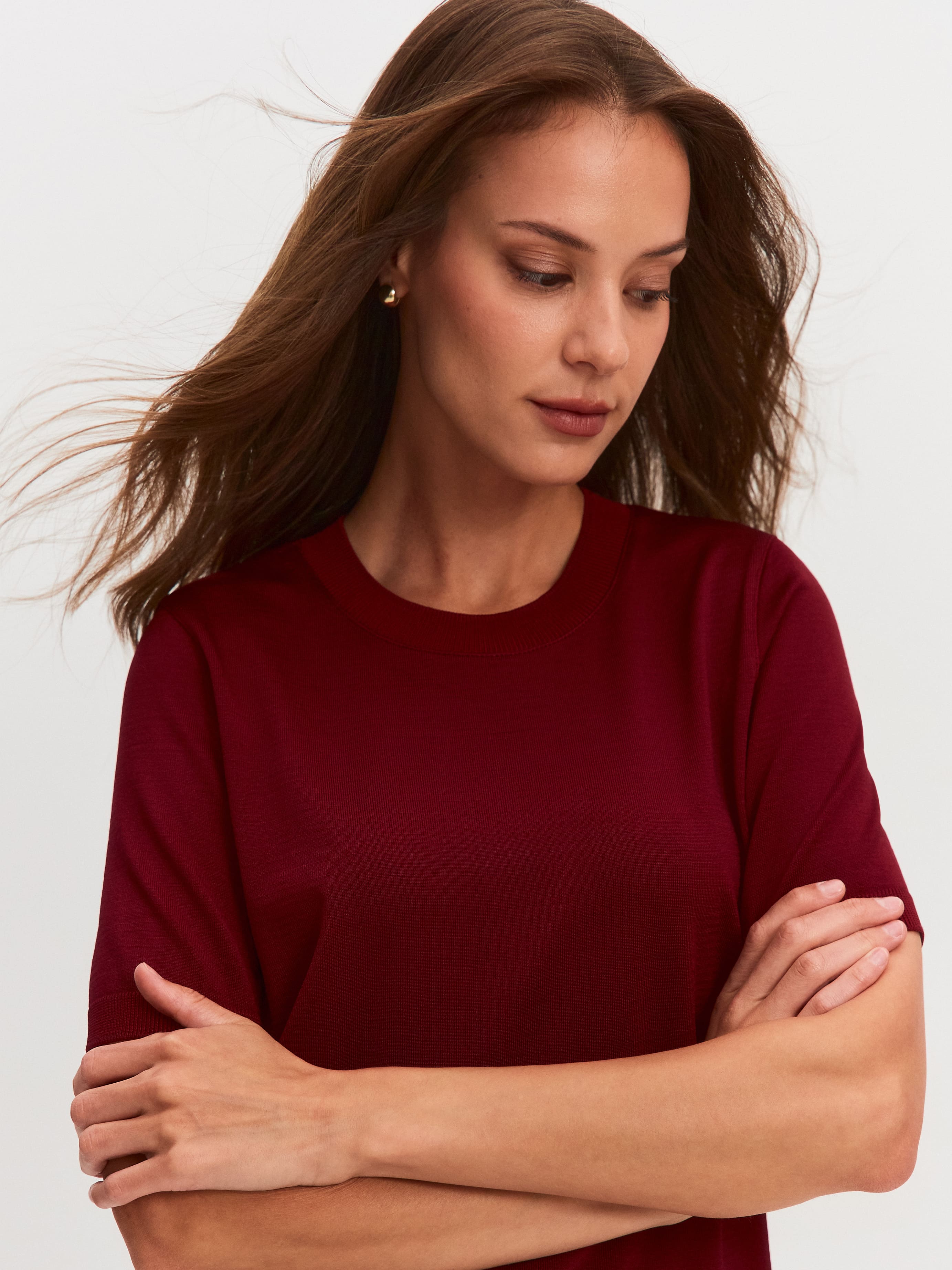 Адель джемпер (футболка) трикотажный (вишневый, 56-58)