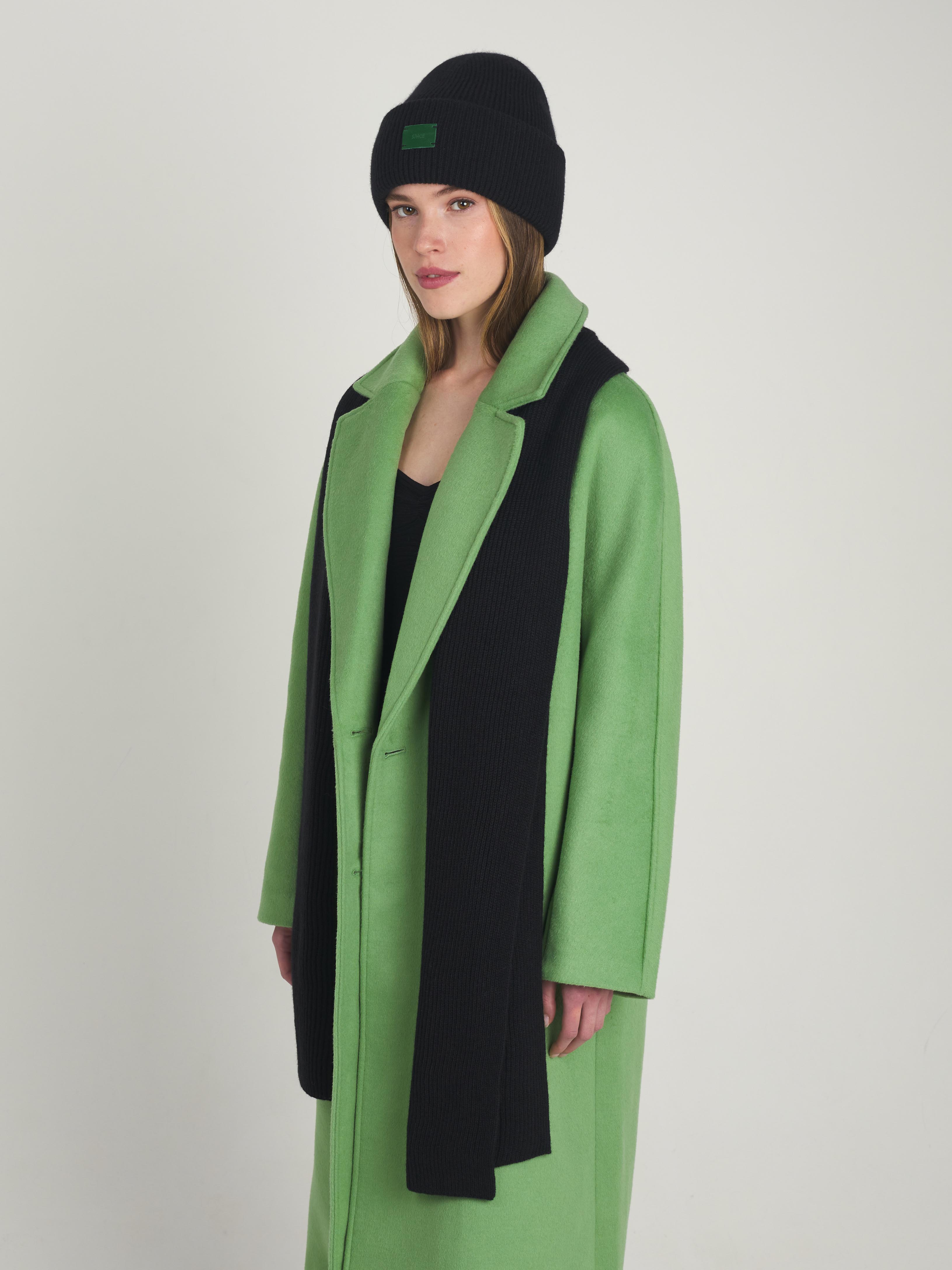 Спейс комплект (шапка+шарф) трикотажный (черный/ярко-зеленый, 56-58)