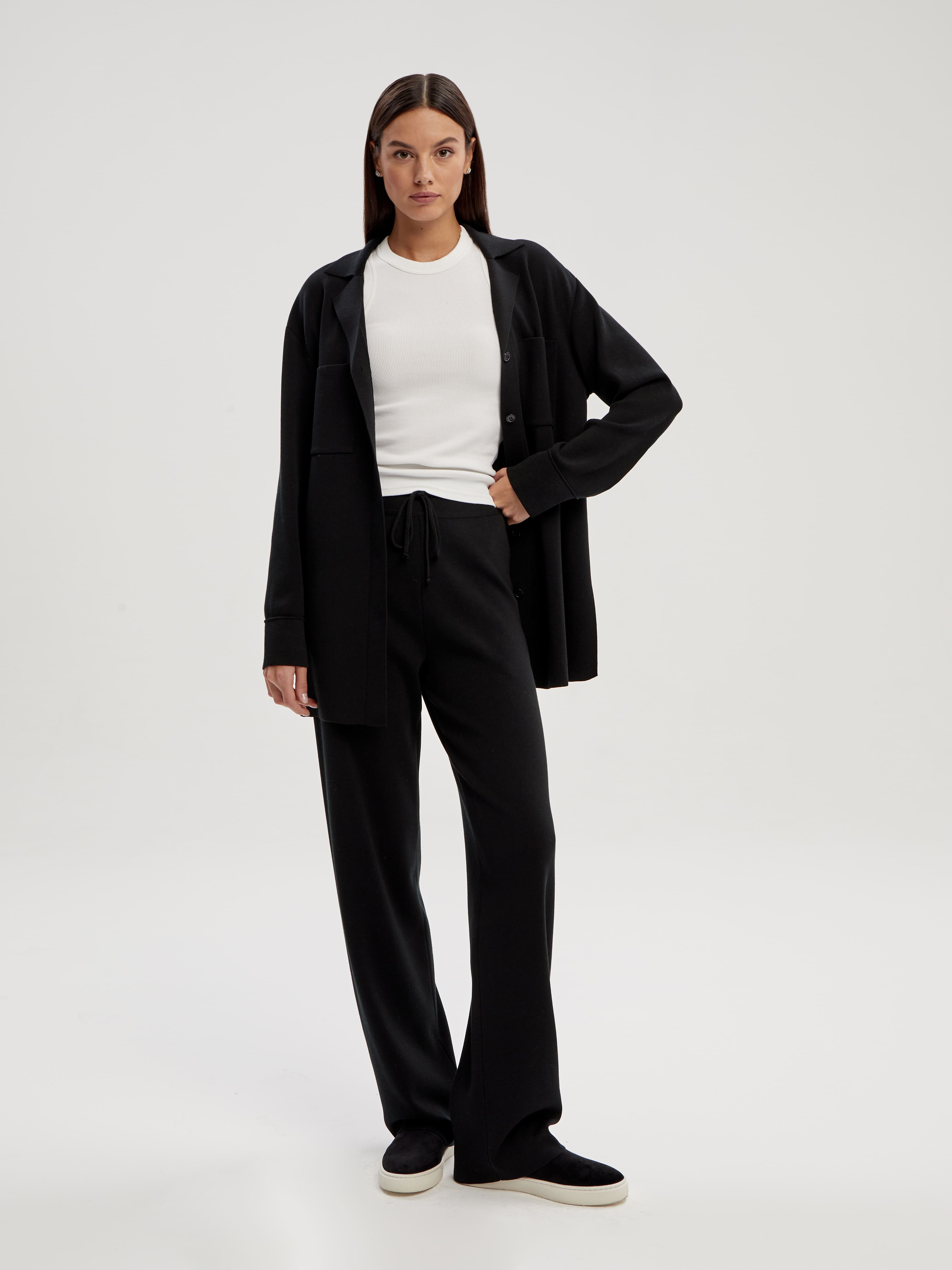 Портофино костюм (рубашка+брюки) трикотажный (черный, 40-42/164-170)