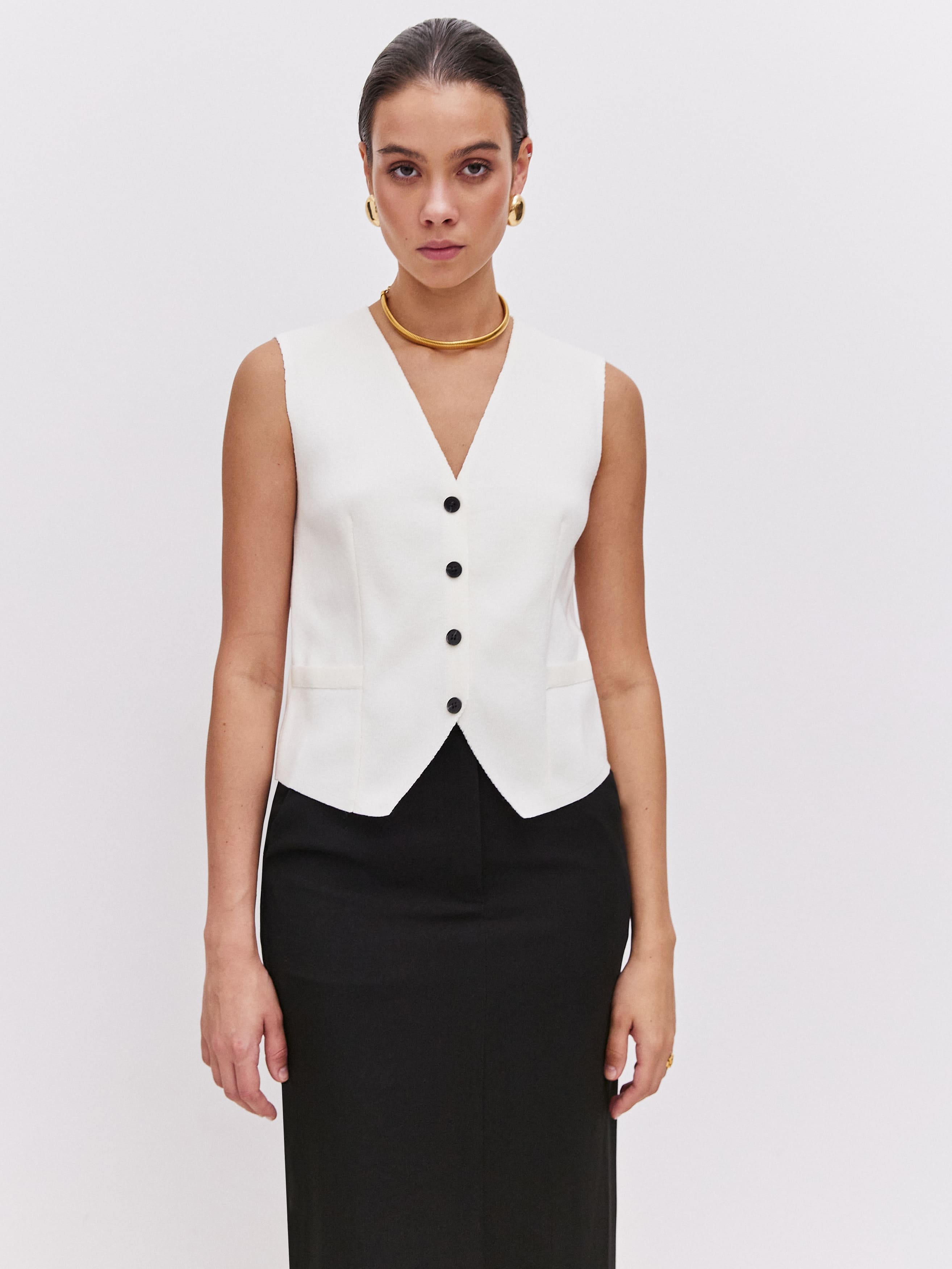 Трейси жилет трикотажный (белый, 44-46)