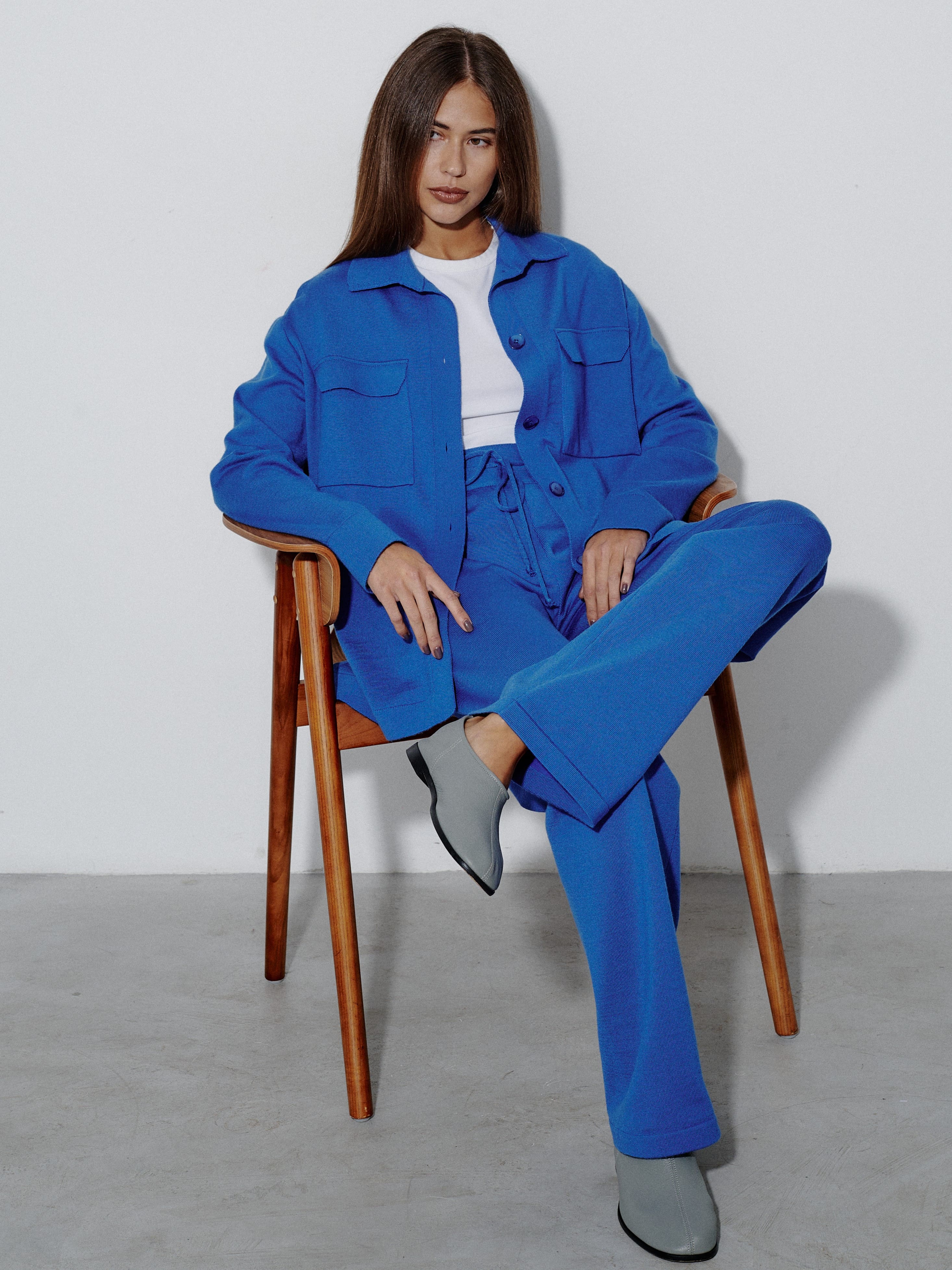 Джемми костюм ( рубашка+брюки ) трикотажный (ультрамарин, 40-42/164-170)