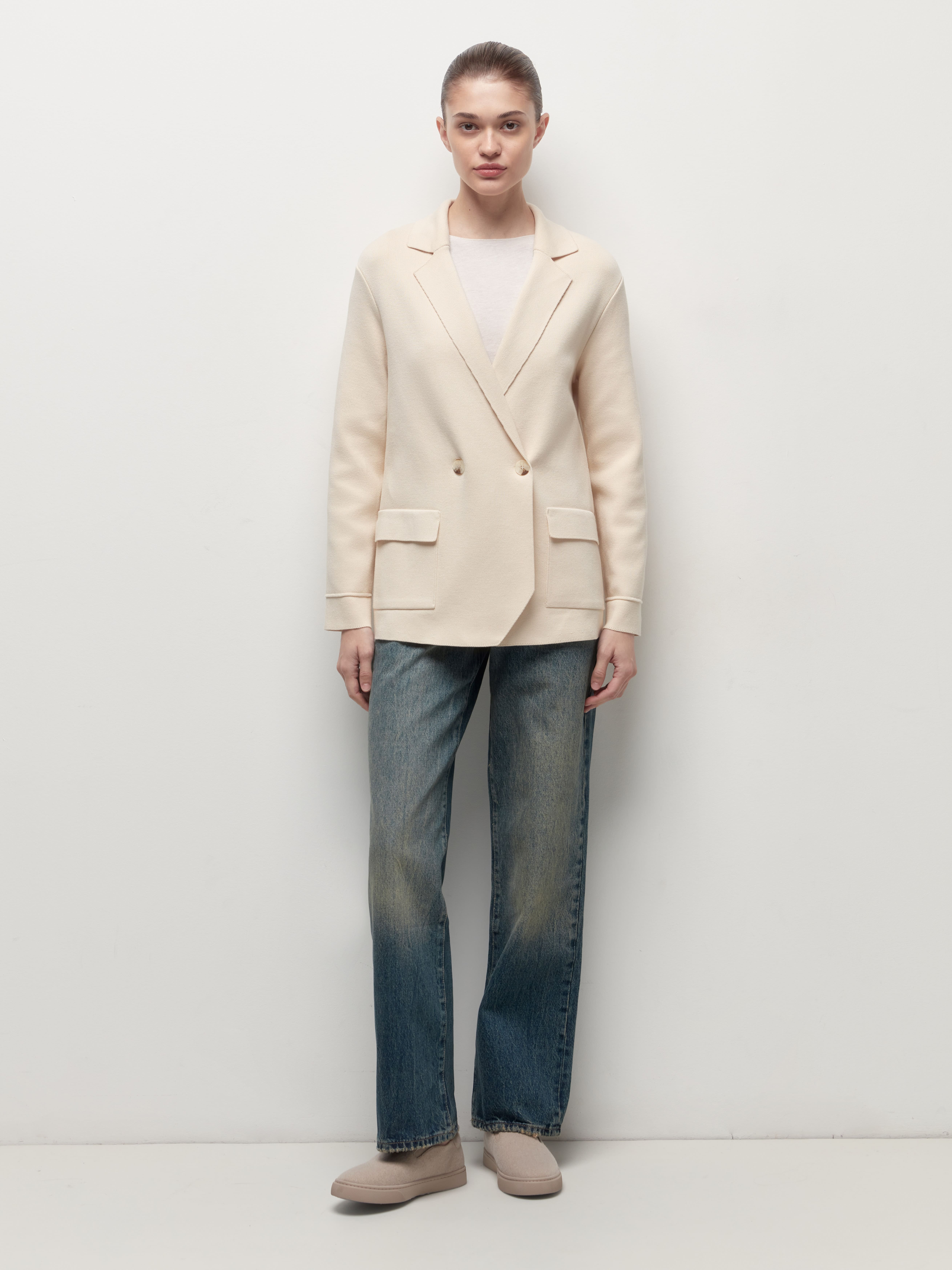 Монако пиджак трикотажный (кремовый, 44-46)