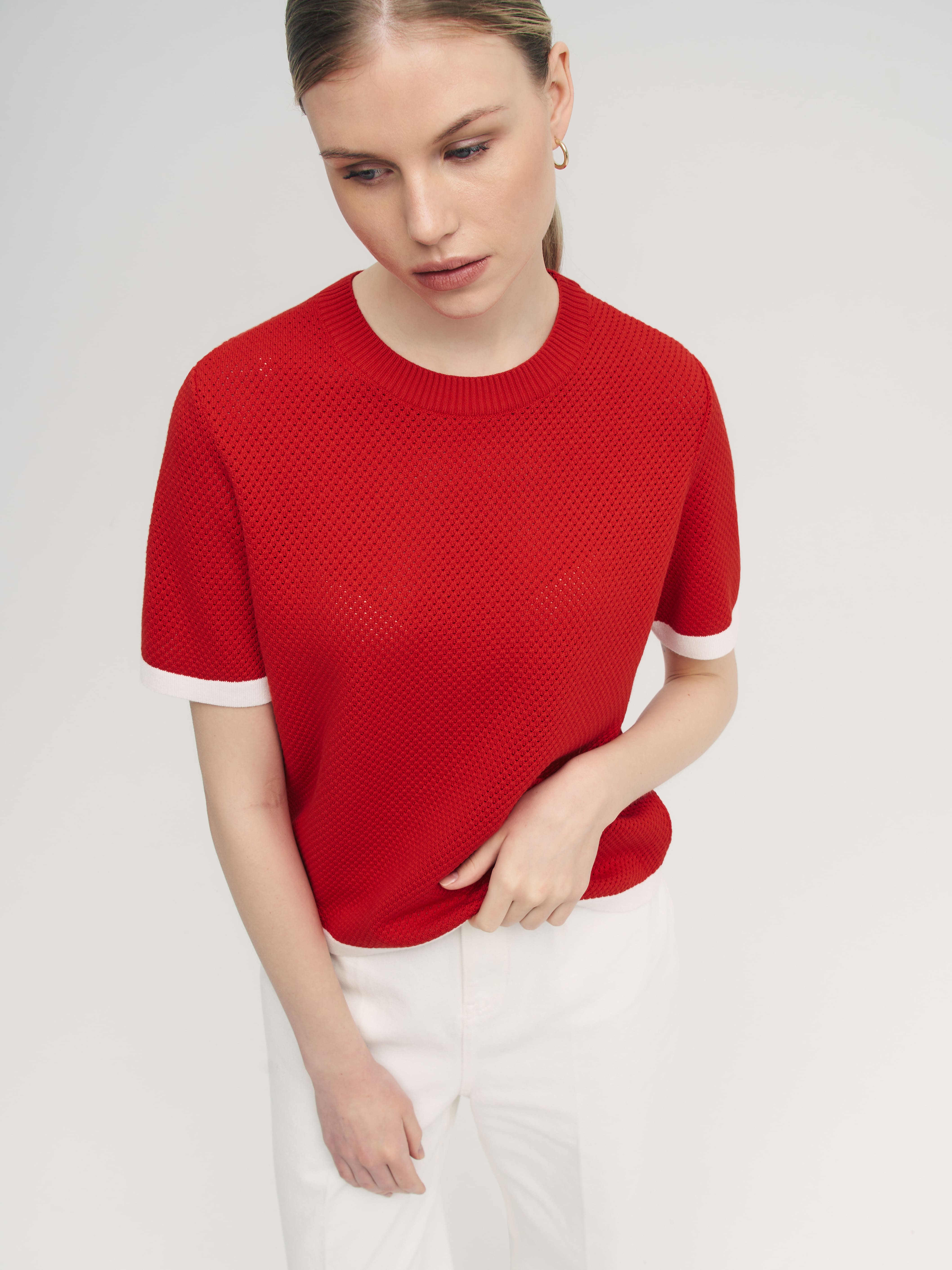 Элмонд джемпер (футболка) трикотажный (красный, 44-46)