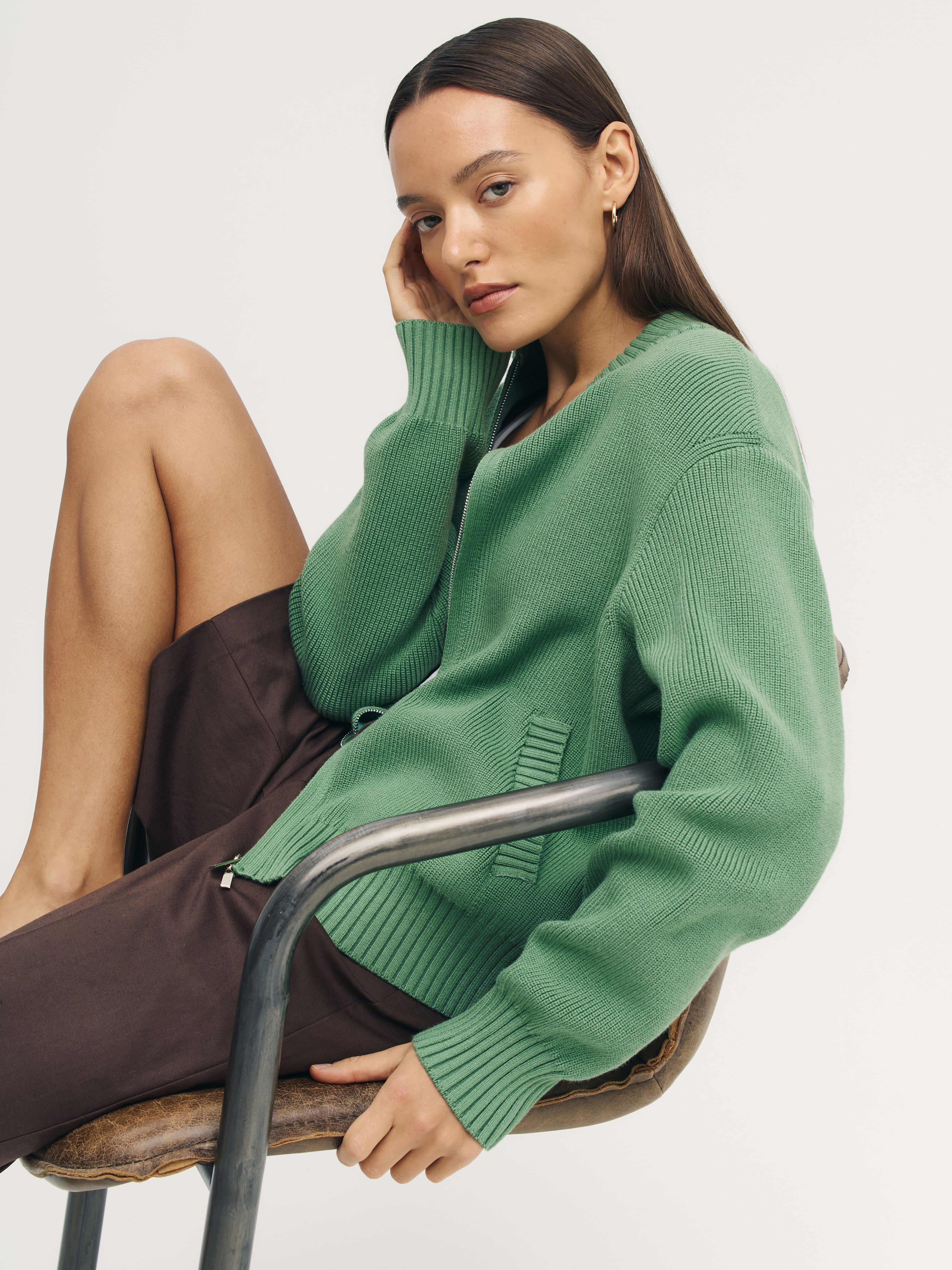 Честер джемпер (бомбер) трикотажный (зеленый, 44-46)