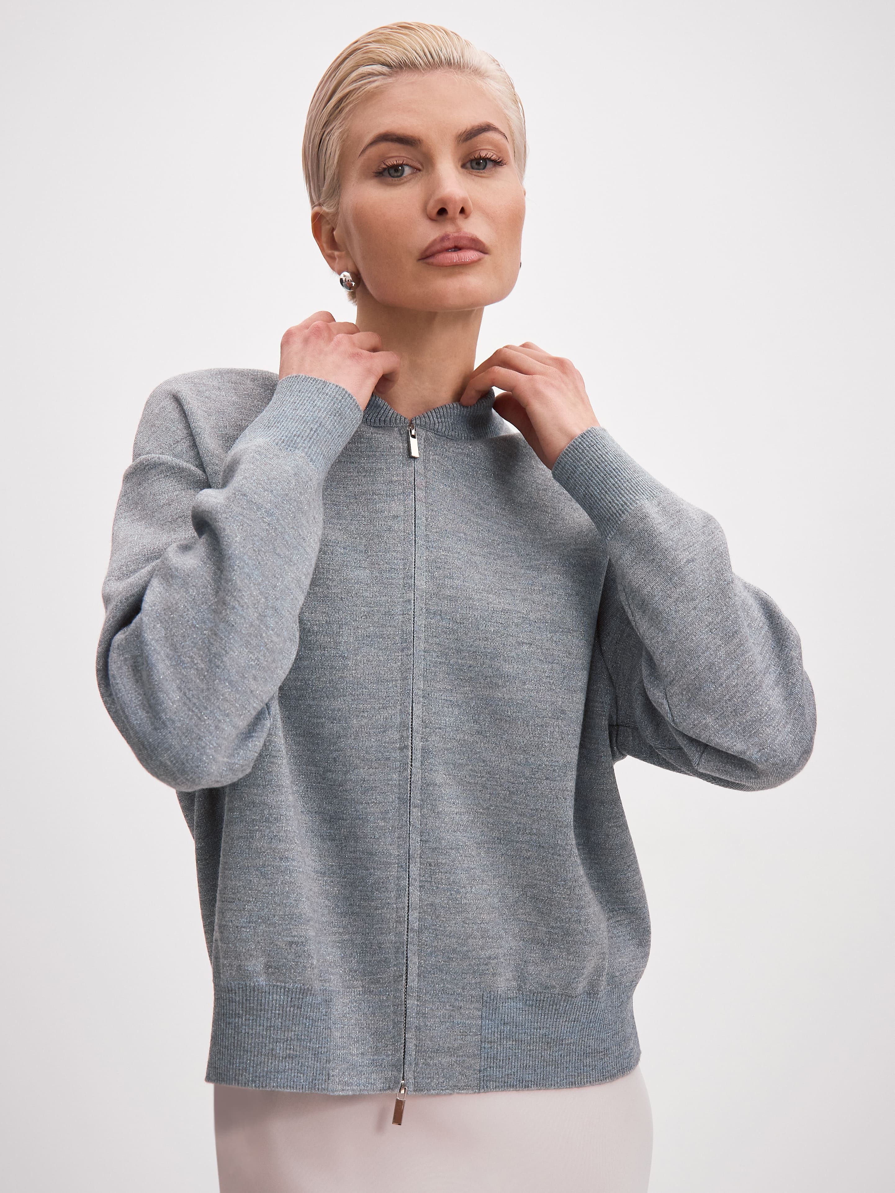 Нейс джемпер (бомбер) трикотажный (серо-голубой, 44-46)