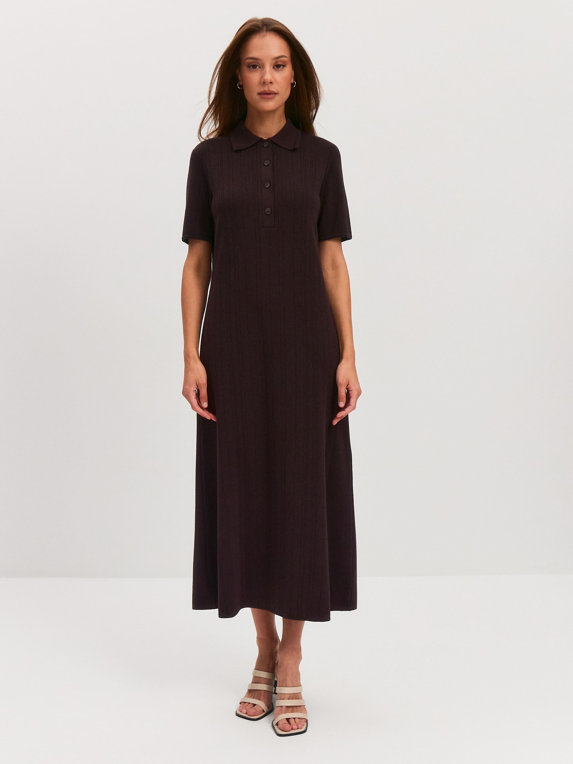 Сафари платье трикотажное (т. коричневый, 44-46)