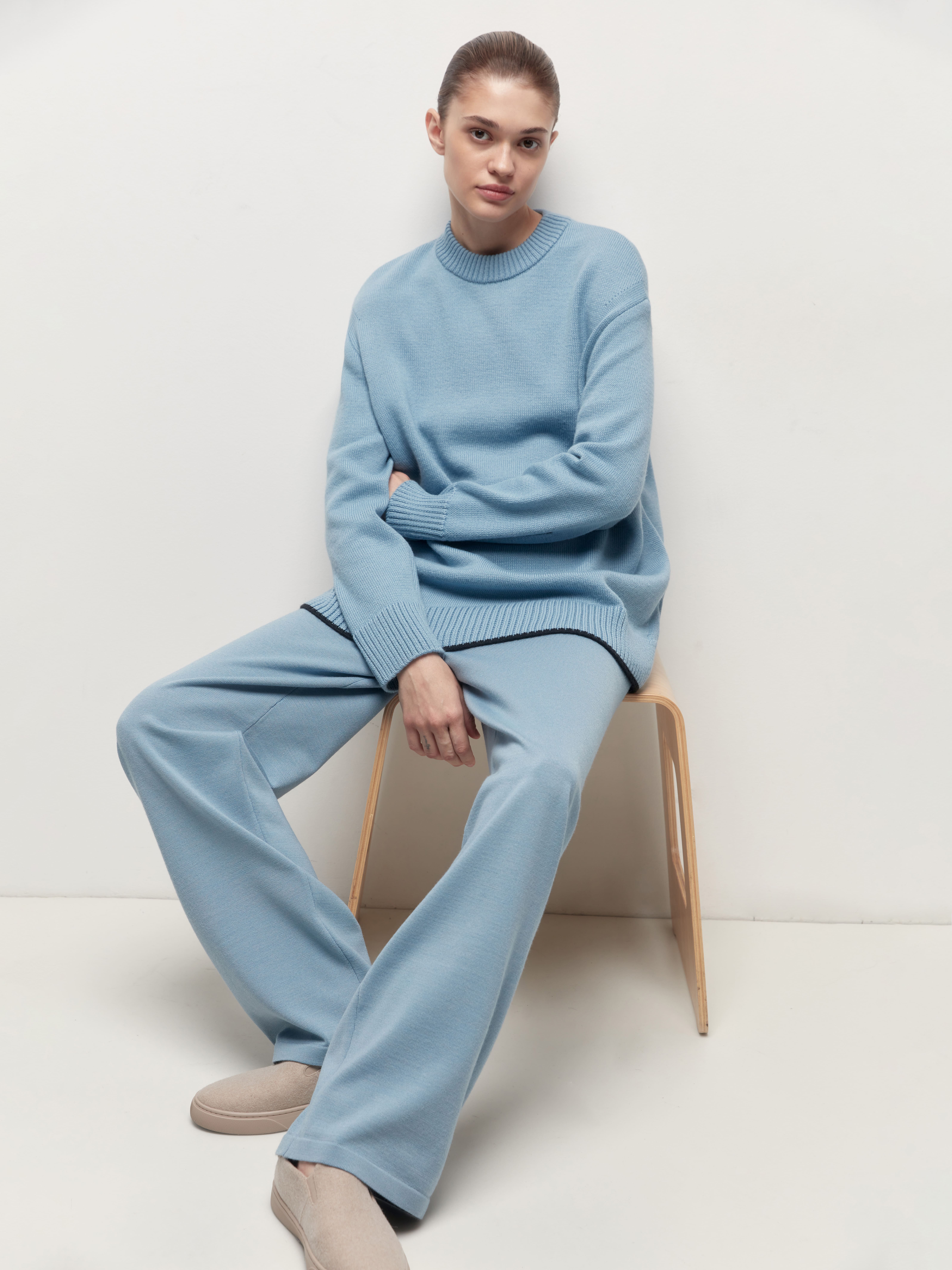 Джемми брюки трикотажные (серо-голубой, 44-46/164-170)