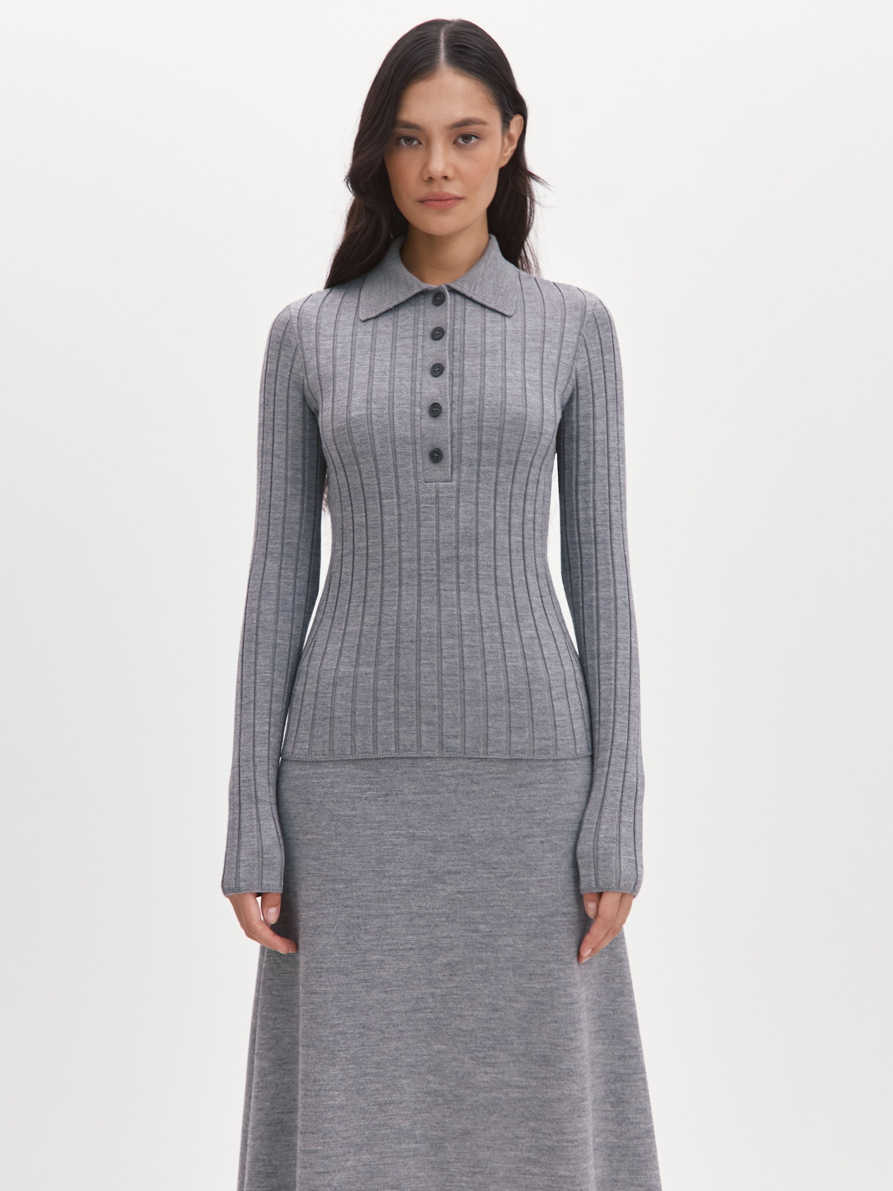 Пейдж джемпер (поло) трикотажный (серый меланж, 44-46)