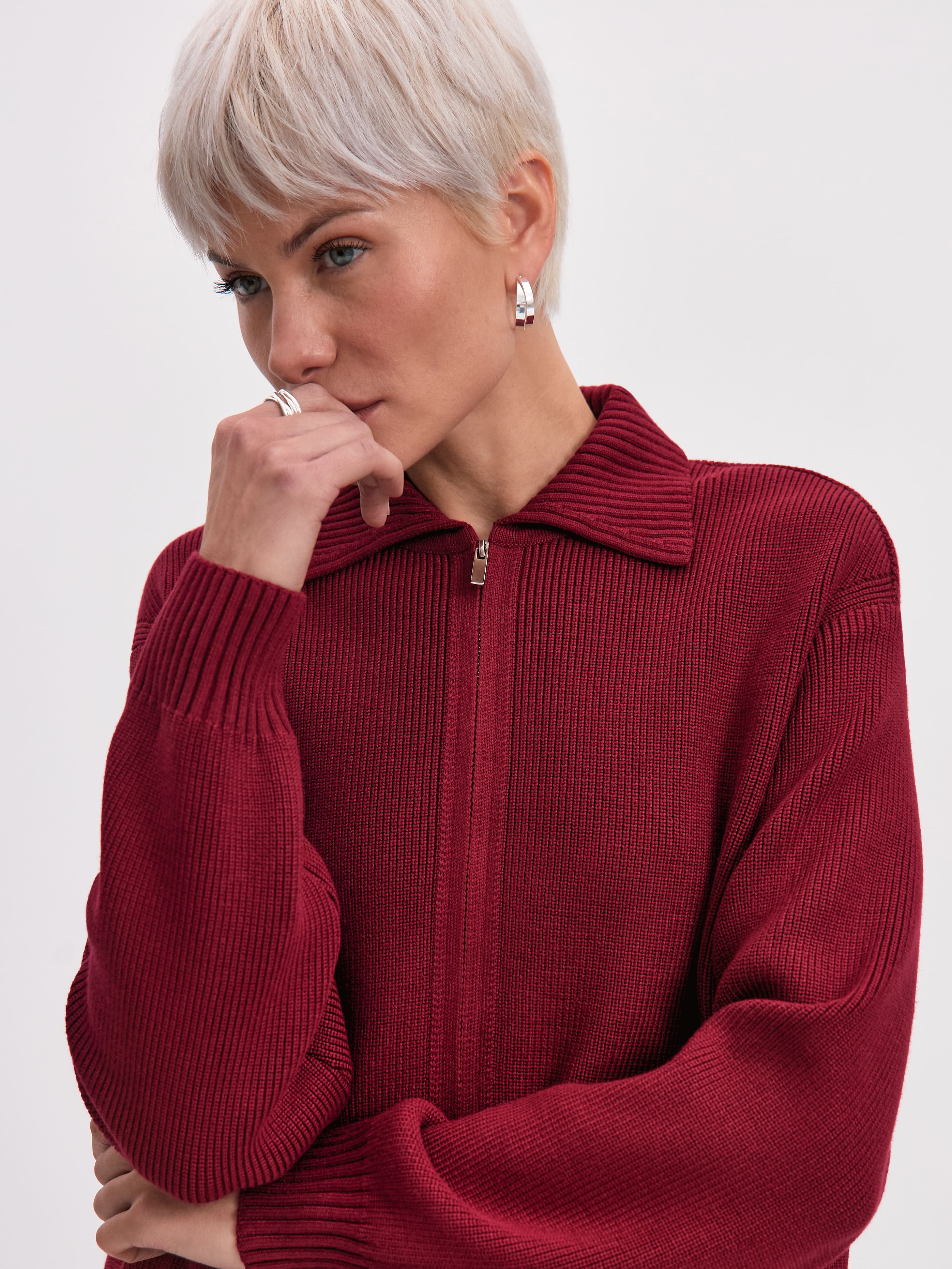 Гранд джемпер (бомбер) трикотажный (вишневый, 44-46)