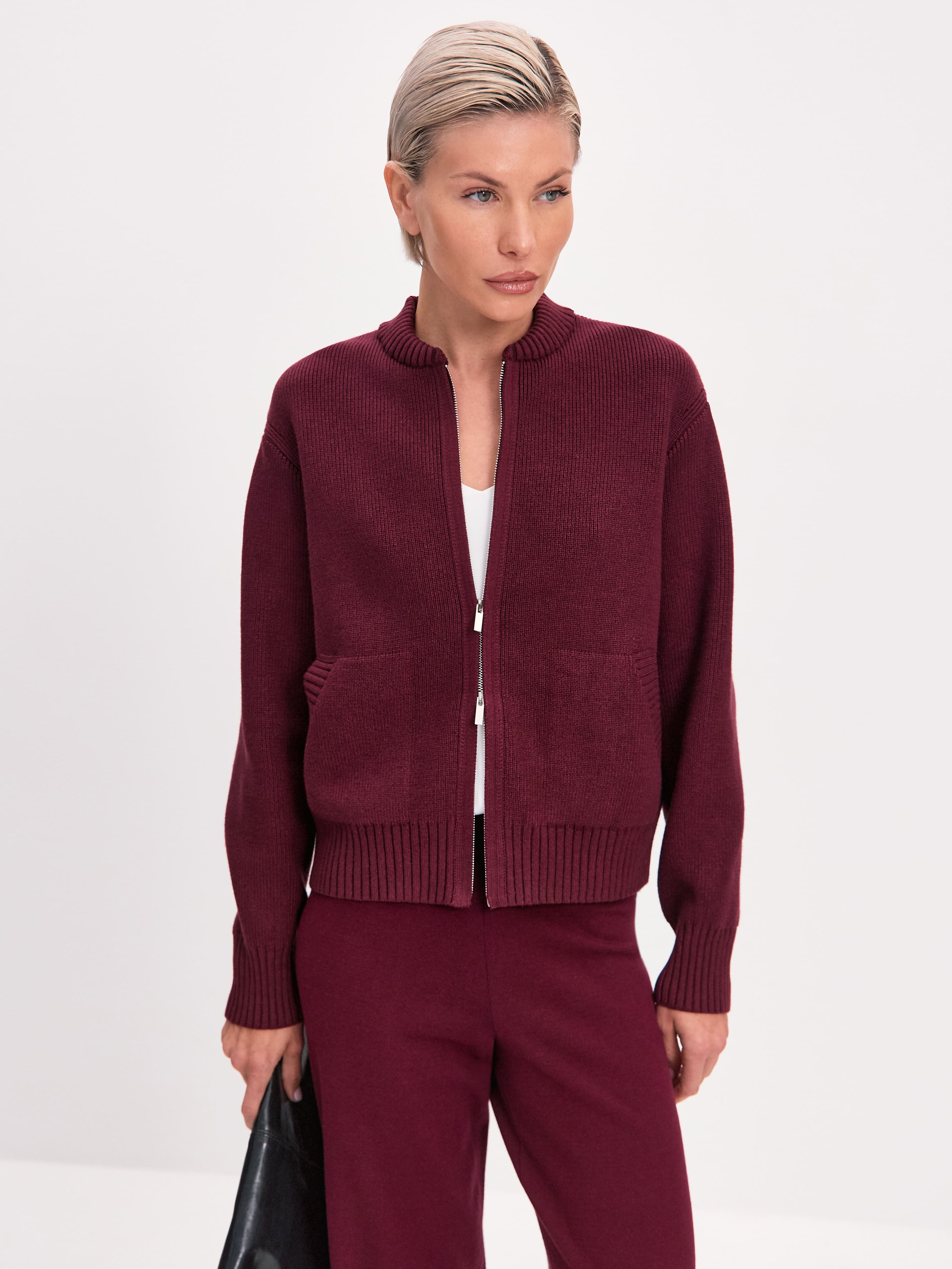 Честер джемпер (бомбер) трикотажный (бургунди, 44-46)