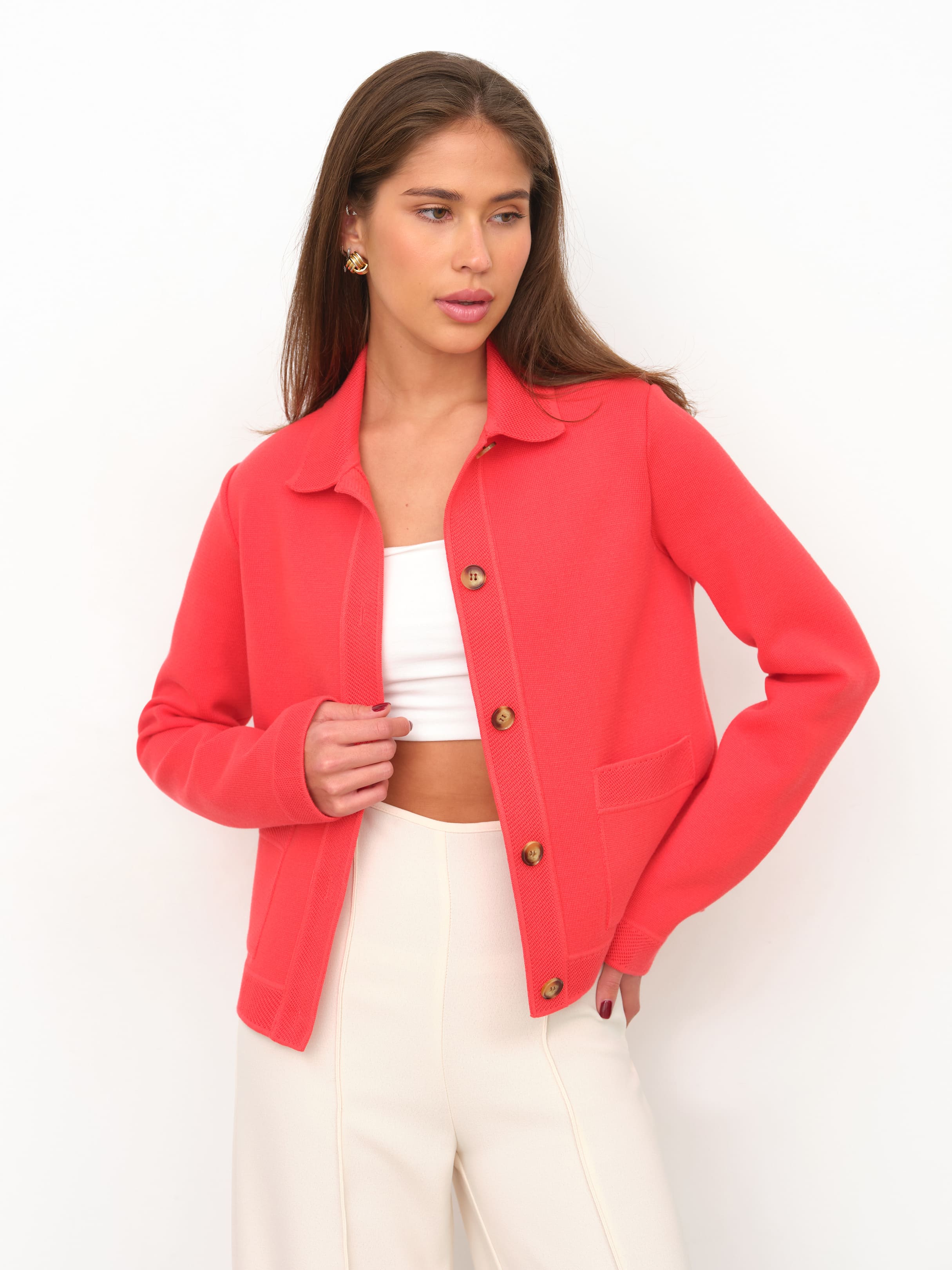 Ницца жакет трикотажный (глубокий коралловый, 46)