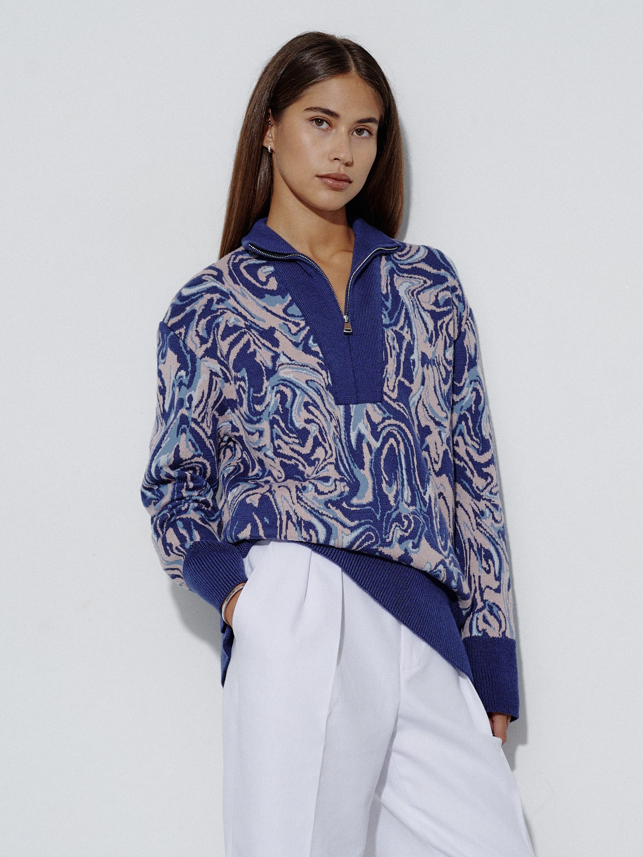 Грация джемпер трикотажный (синий, 44-46)