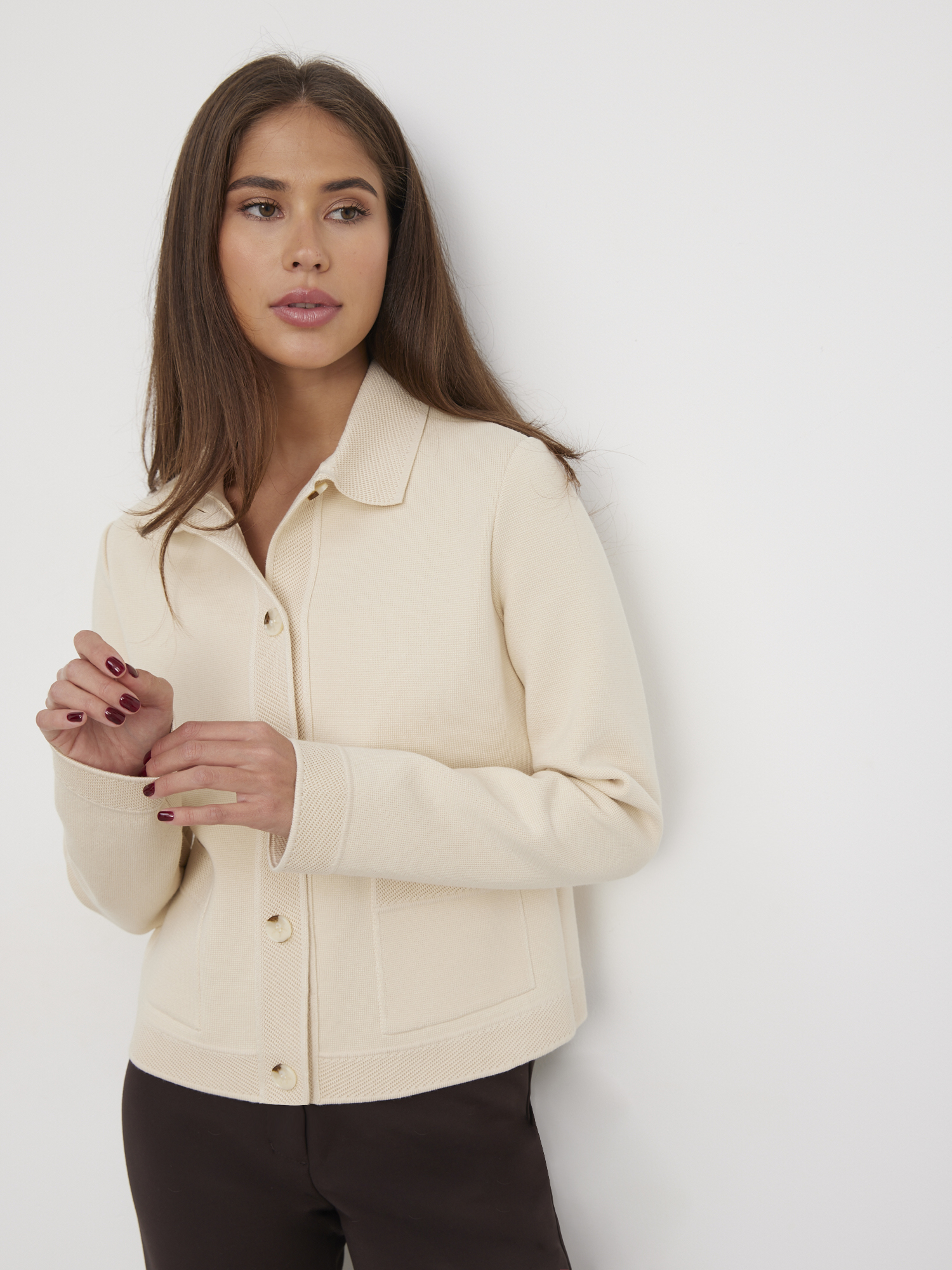 Ницца жакет трикотажный (кремовый, 46)