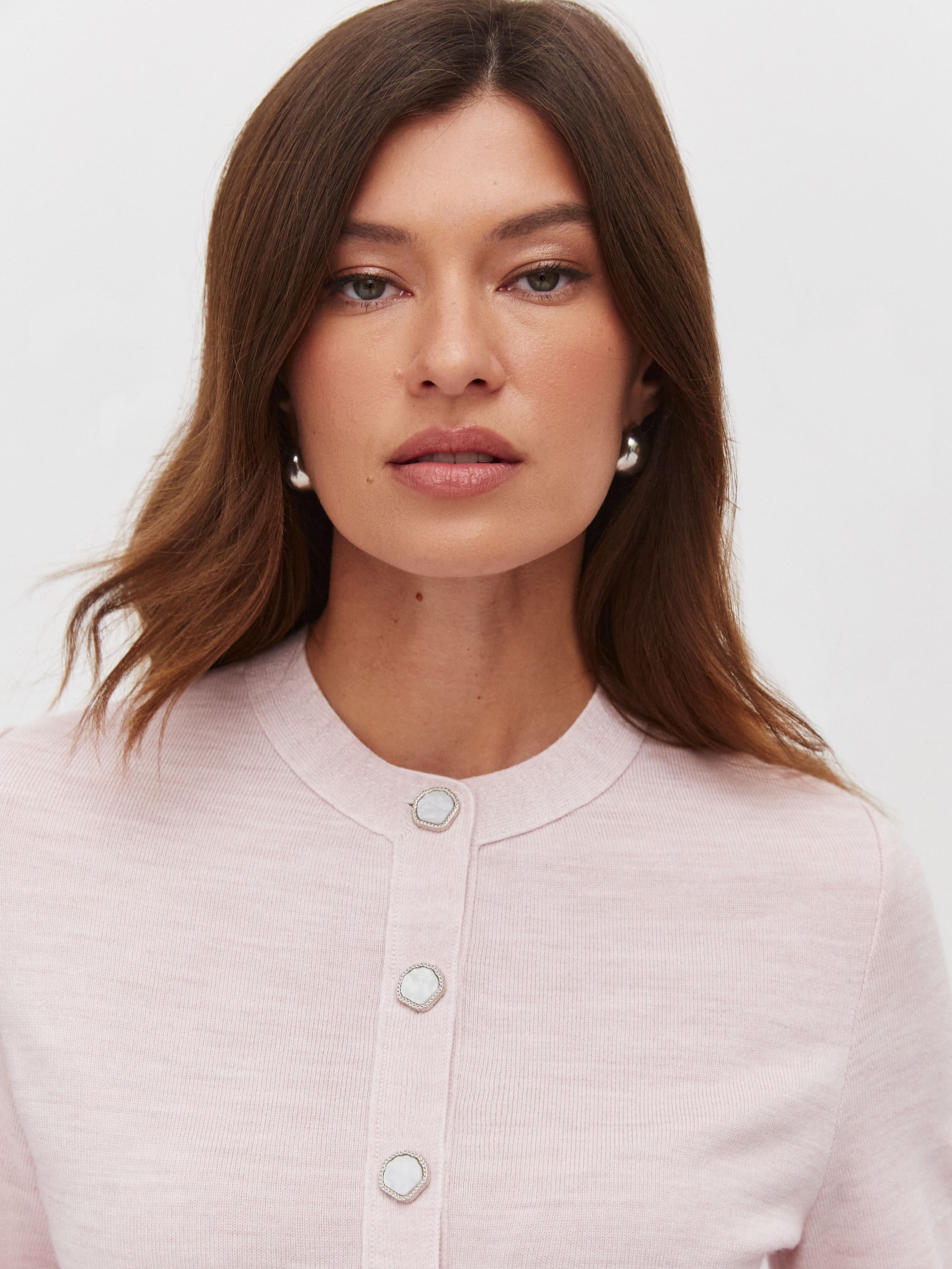 Мята кардиган трикотажный (бледно-розовый, 46)