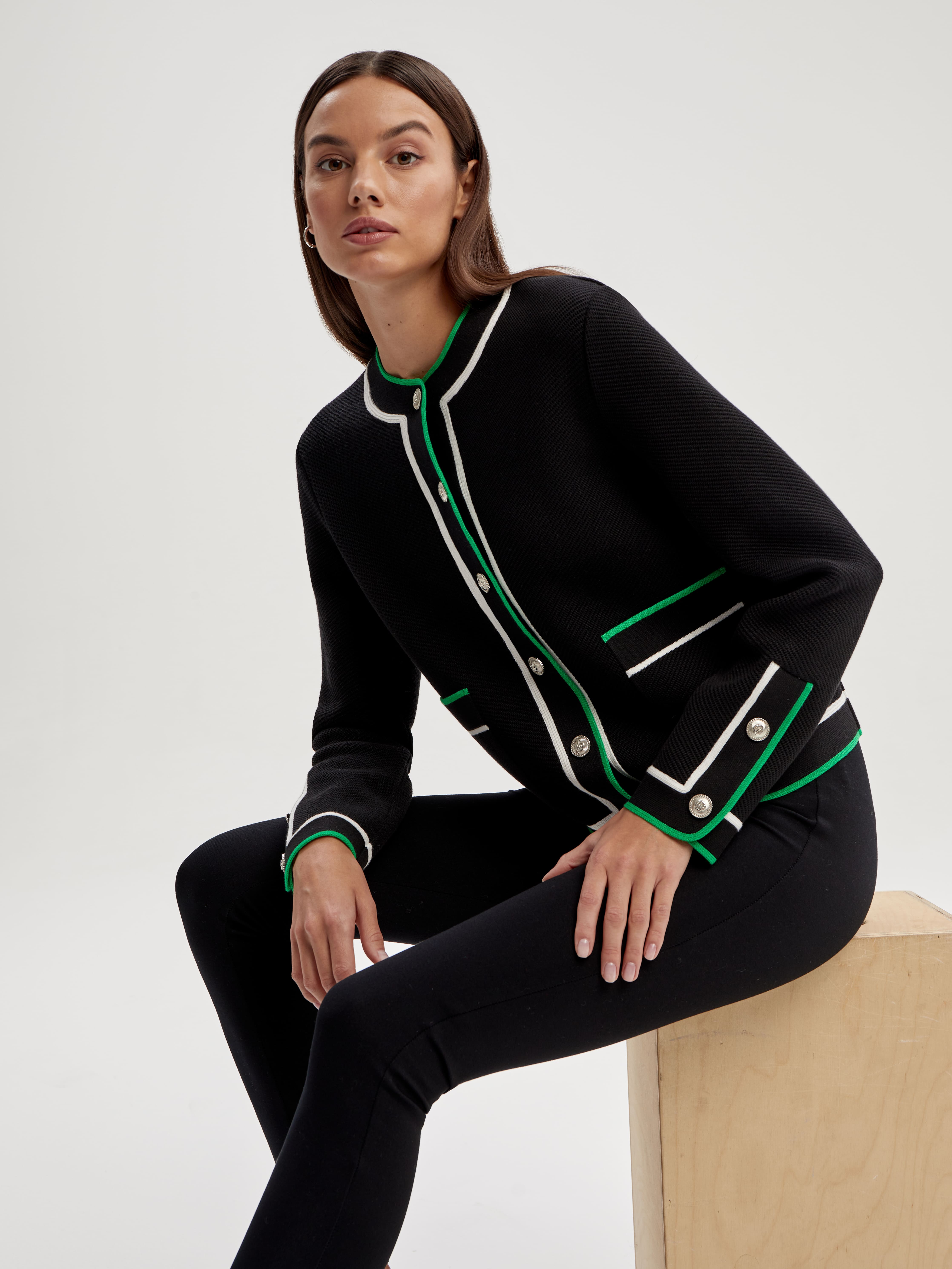 Майя жакет трикотажный (черный/серебро, 46-48)