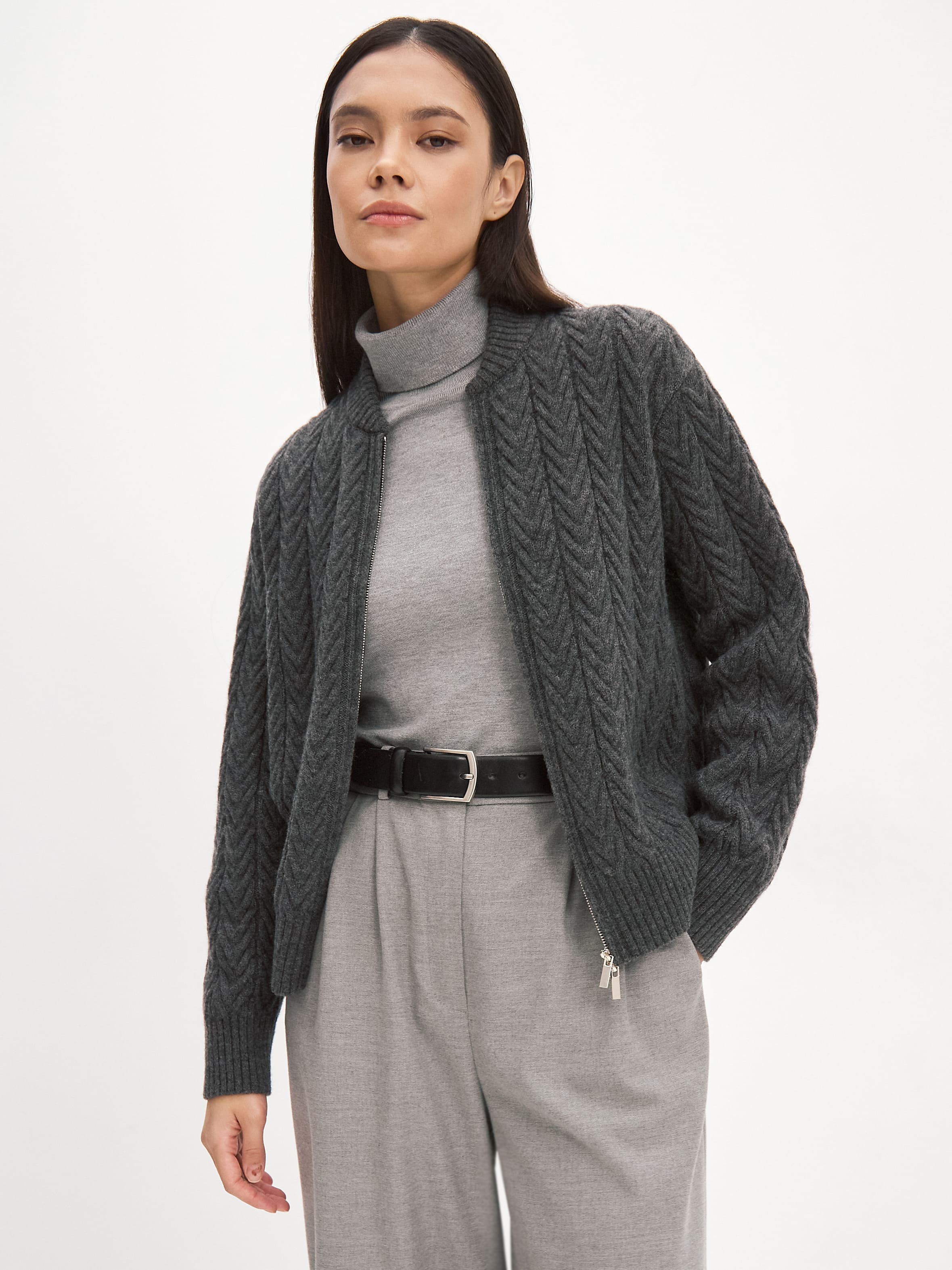 Веллес джемпер (бомбер) трикотажный (серый меланж, 44-46)