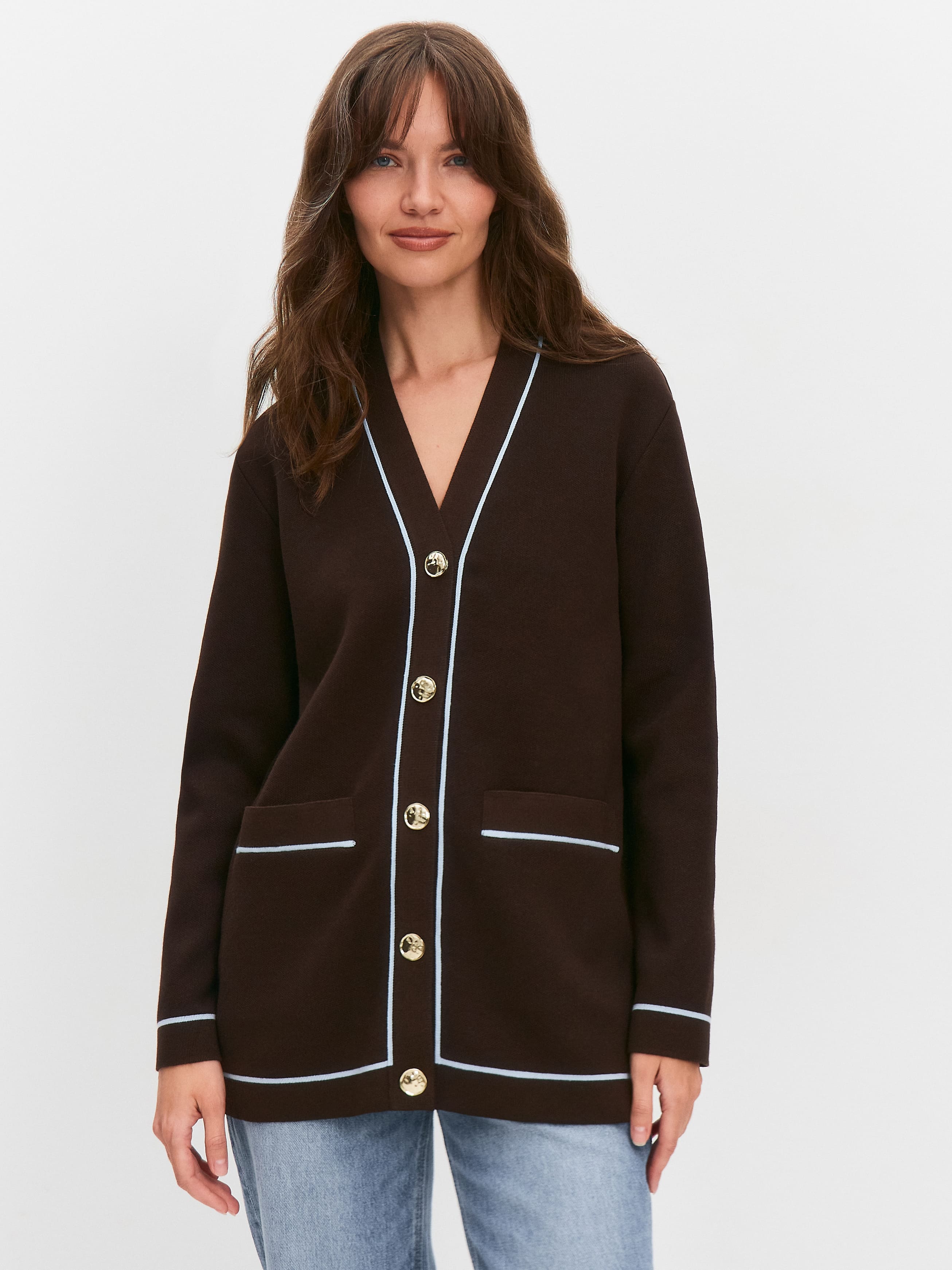 Сара кардиган трикотажный (т.коричневый, 44-46)