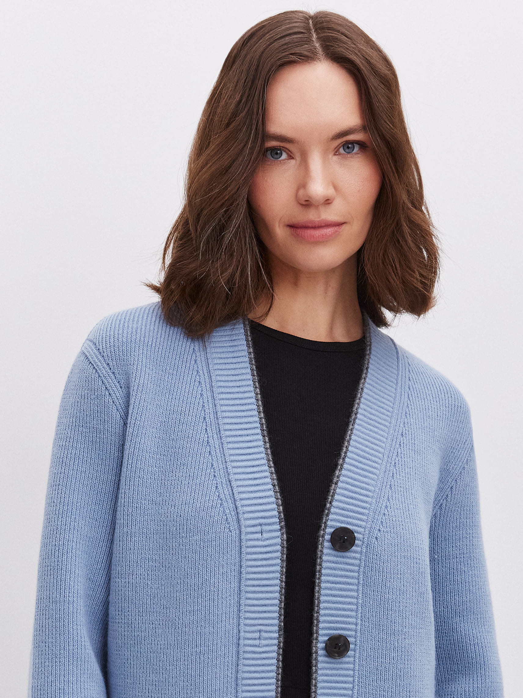 Амега кардиган трикотажный (серо-голубой, 44-46)