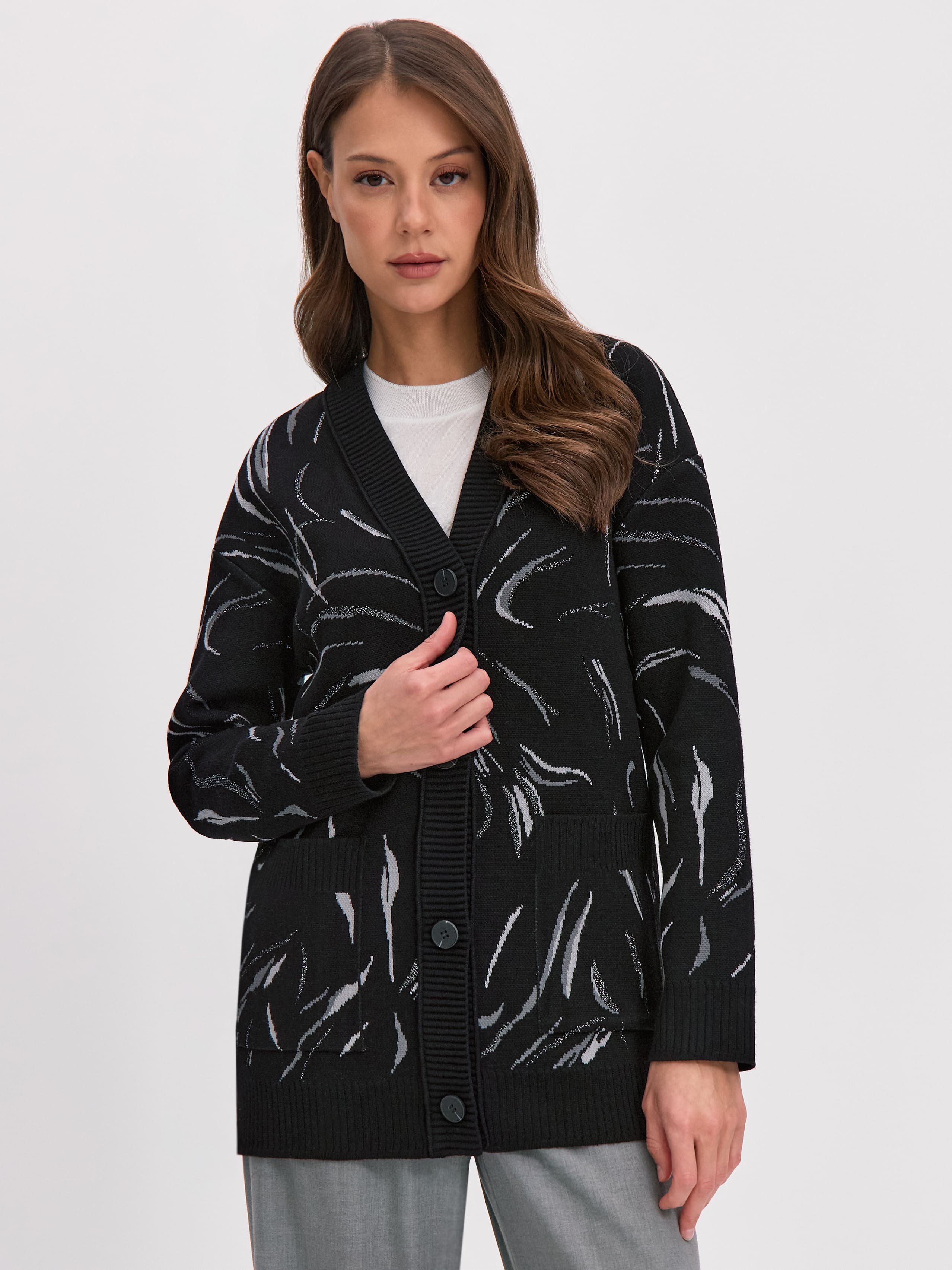 Гарда кардиган трикотажный (черный/серебро, 44-46)