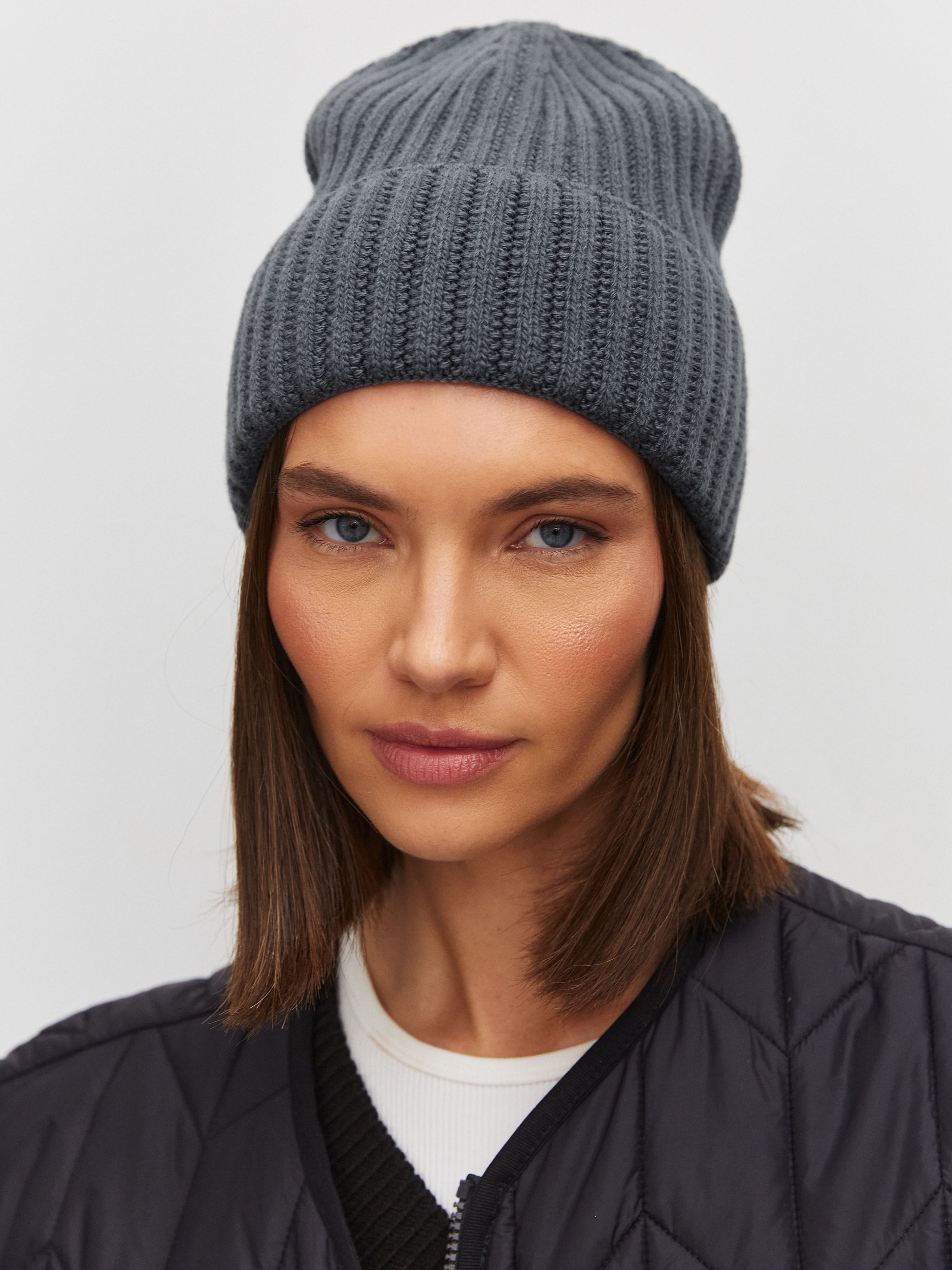 Лайт2 шапка трикотажная (т.графит, 56-58)