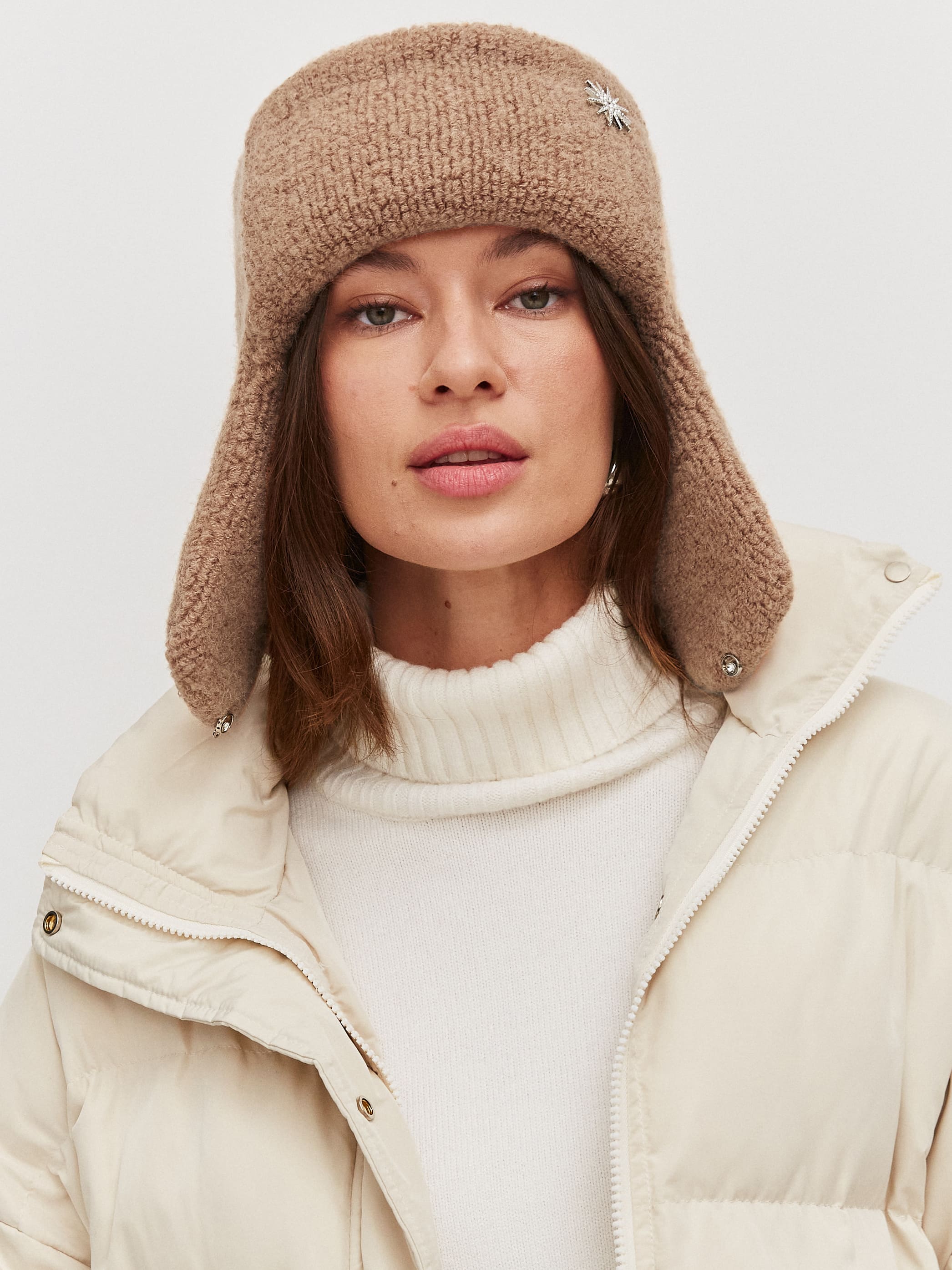 Стокгольм шапка-ушанка трикотажная (кофе, 56-58)