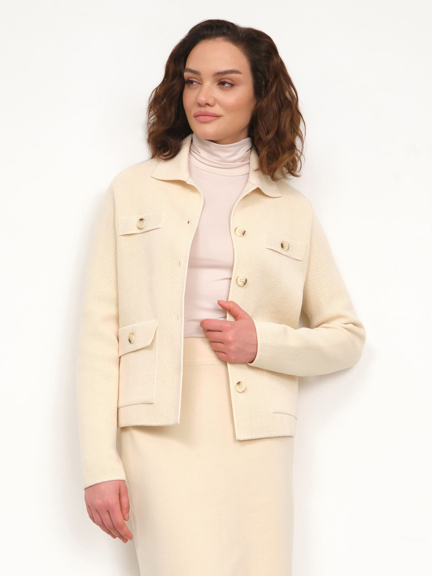 Марсо жакет трикотажный (кремовый, 46)